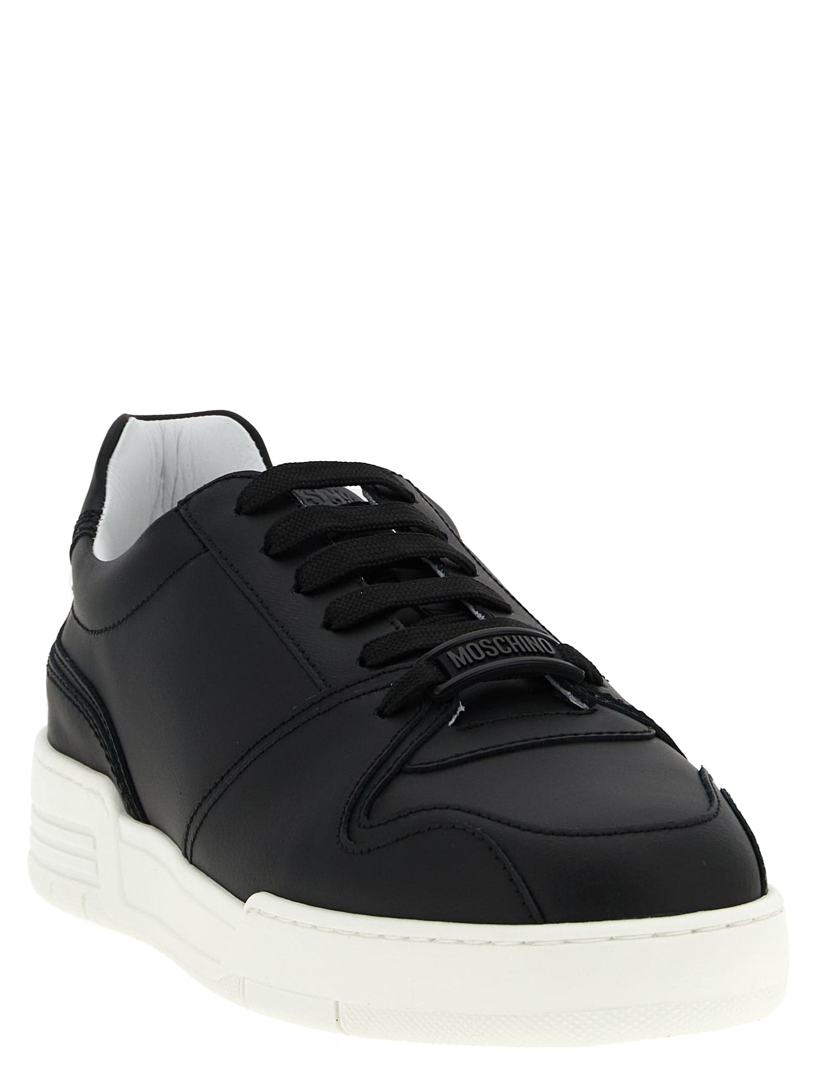 Black Leather Low Top Sneakers - 2