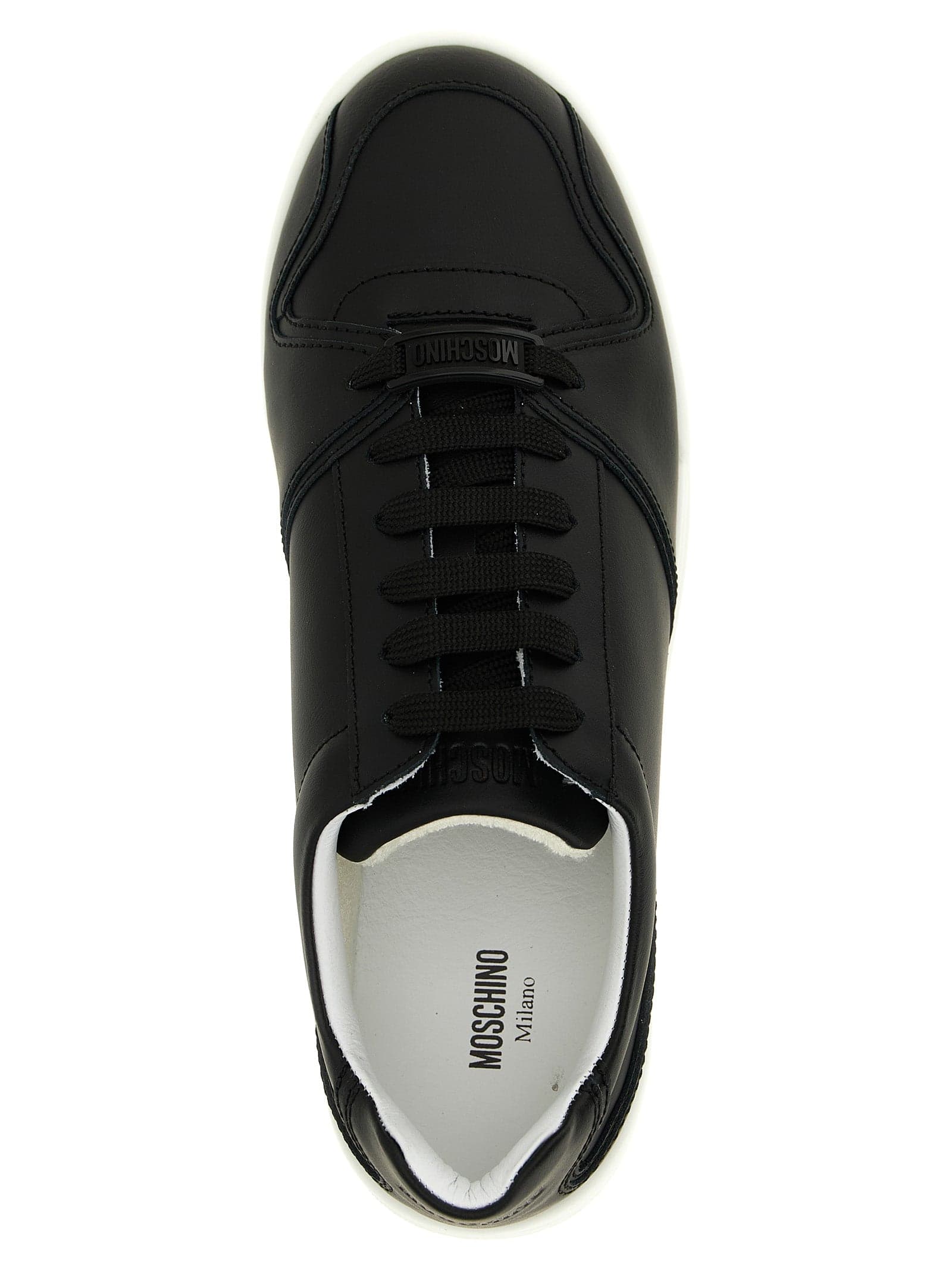 Black Leather Low Top Sneakers - 4