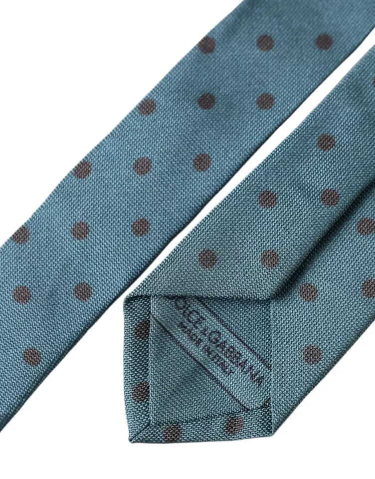Green Black Polka Dot Silk Adjustable Men Tie - 2