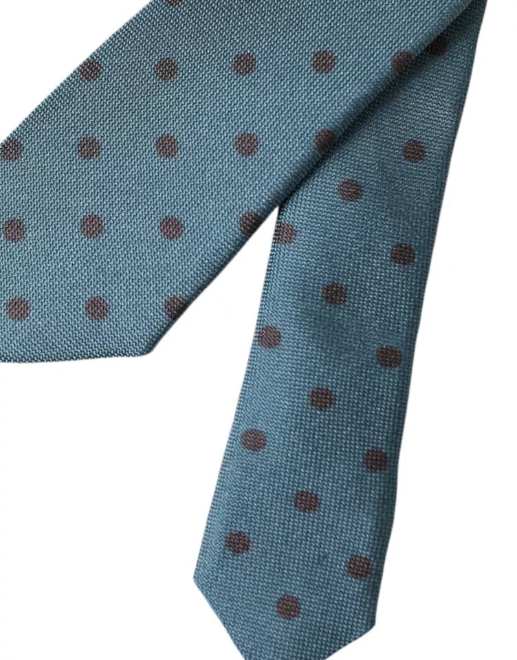 Green Black Polka Dot Silk Adjustable Men Tie - 4