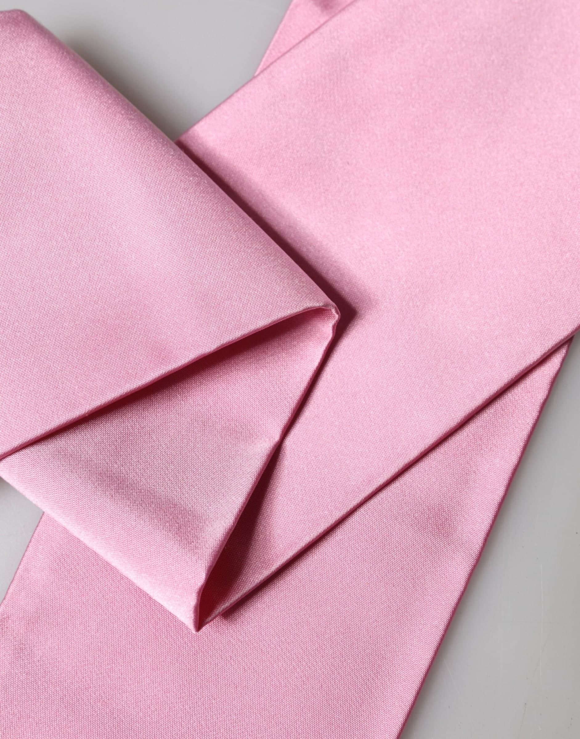 Pink Silk Fringes Neck Wrap Foulard Scarf - 4