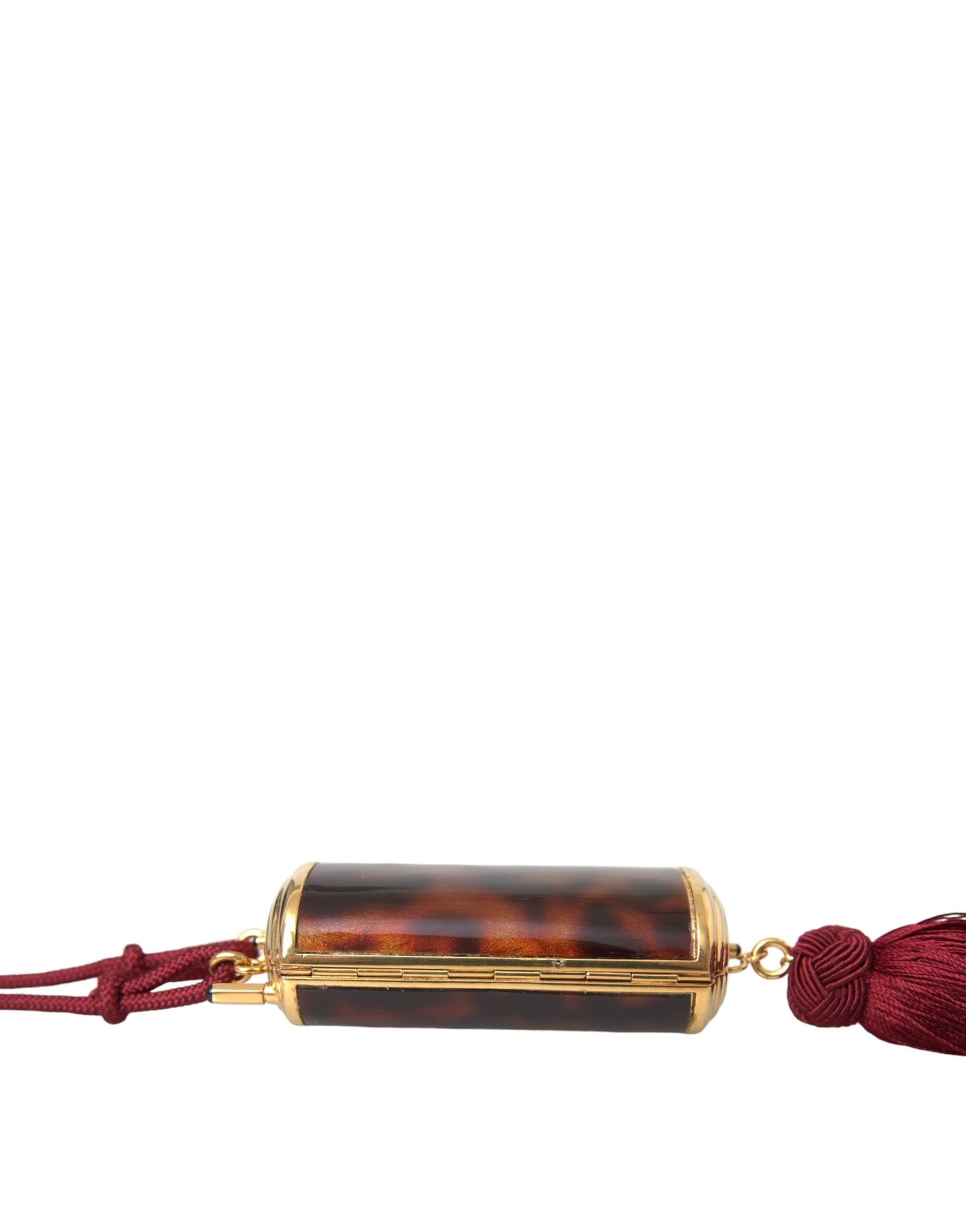 Brown Leopard Mini Mirror Tassel Make Up Holder Bag - 5