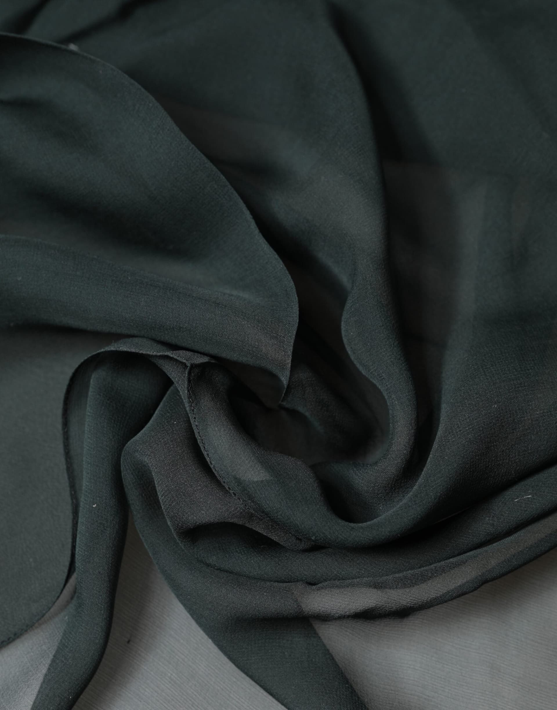 Dark Green Silk Neck Wrap Foulard  Scarf - 3