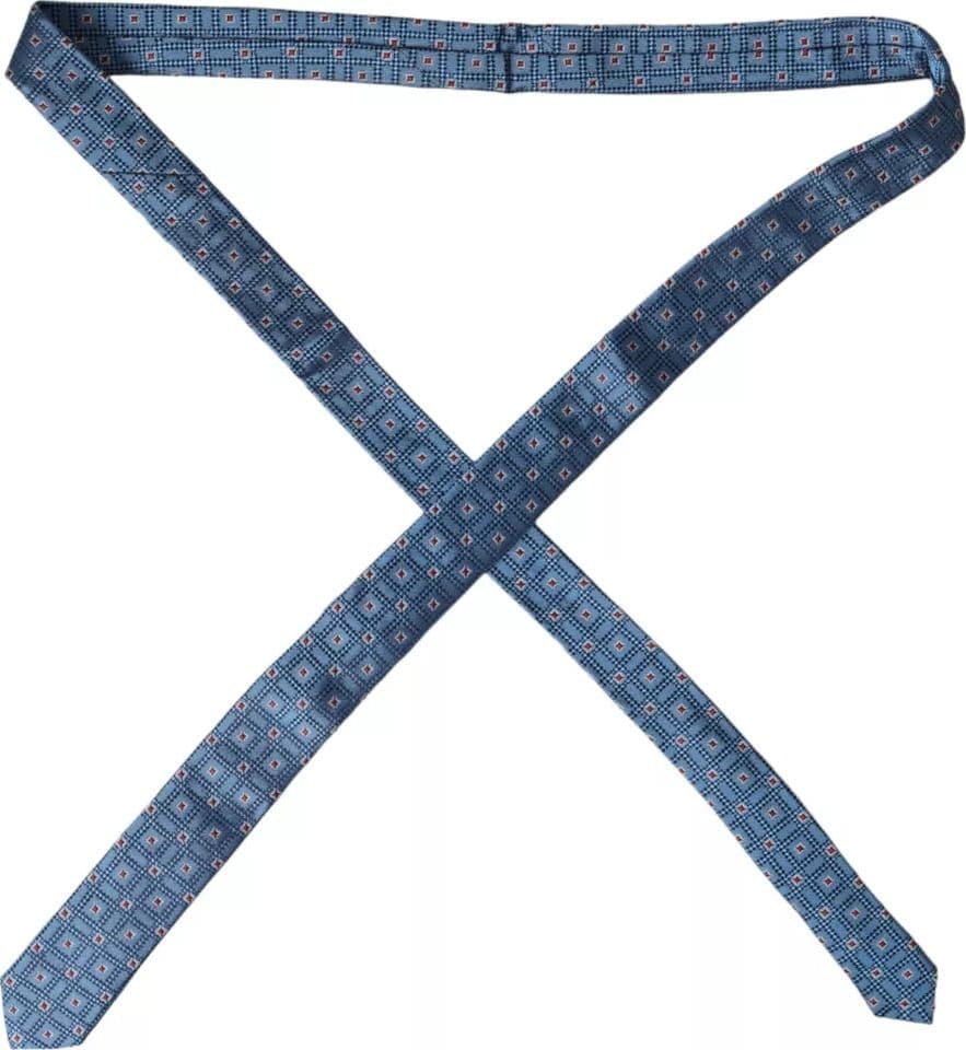 Blue Patterned 100% Silk Adjustable Men Tie - 3