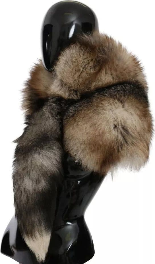 Brown Fox Tail Fur Shawl Neck Wrap Cover Collar Scarf - 7