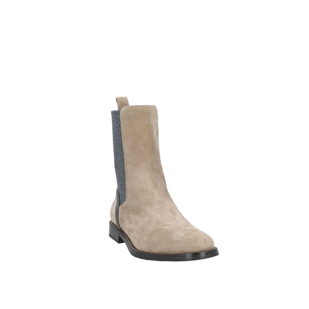 Beige Leather Chelsea Boots - 2