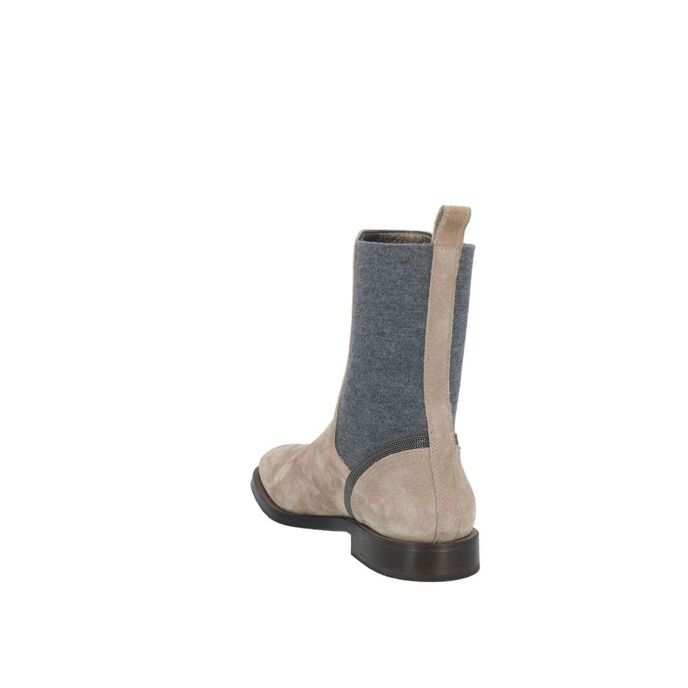 Beige Leather Chelsea Boots - 3