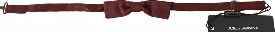Bordeaux Silk Floral Faille Adjustable Bow Tie - 3