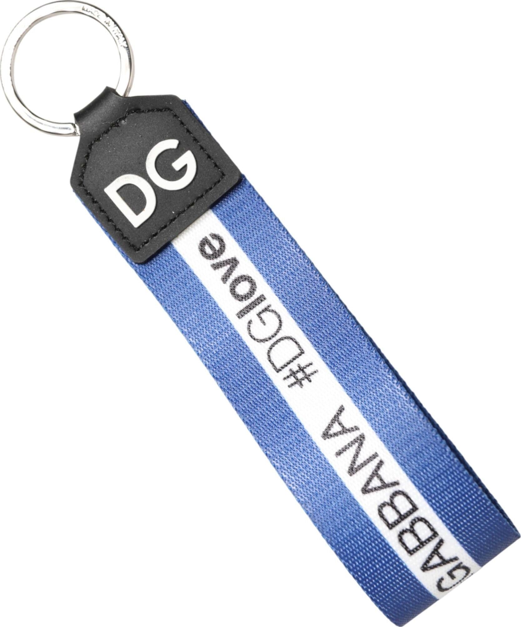White Blue Logo Polyester PVC Holder Keychain Keyring - 4