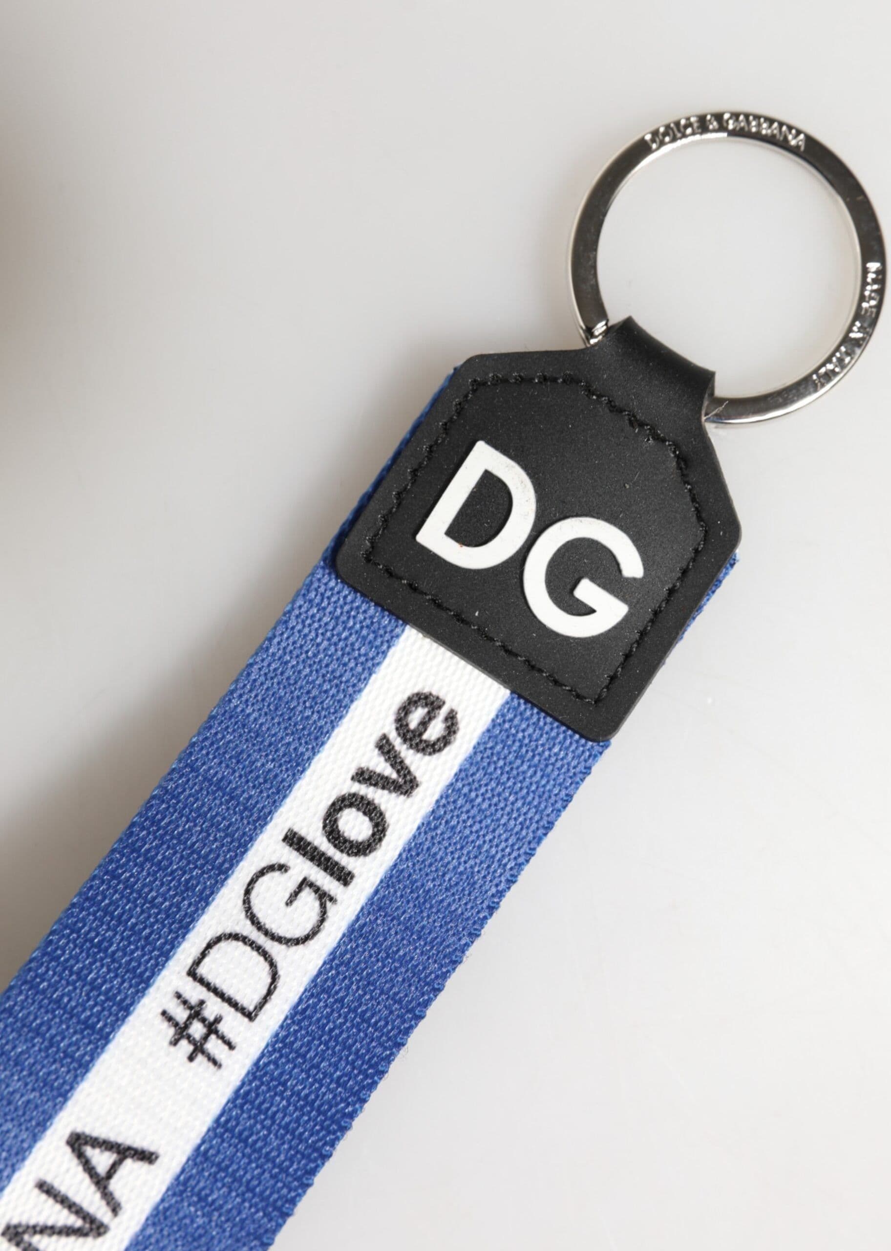 White Blue Logo Polyester PVC Holder Keychain Keyring - 5