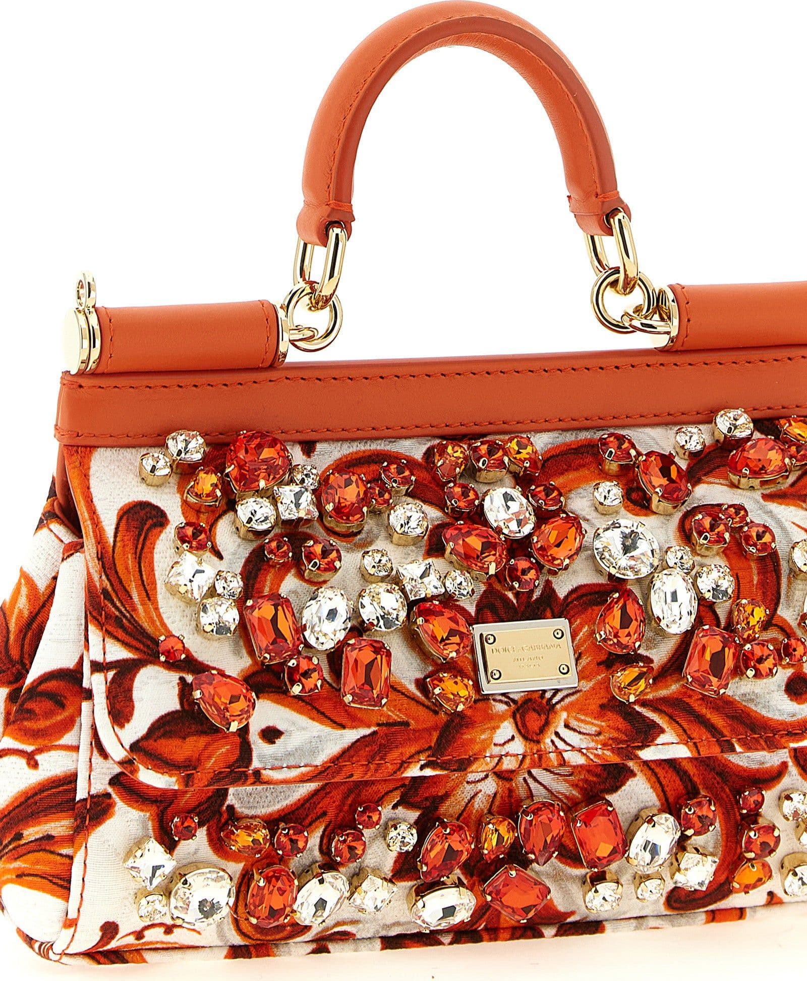Orange Cotton Handbag - 3