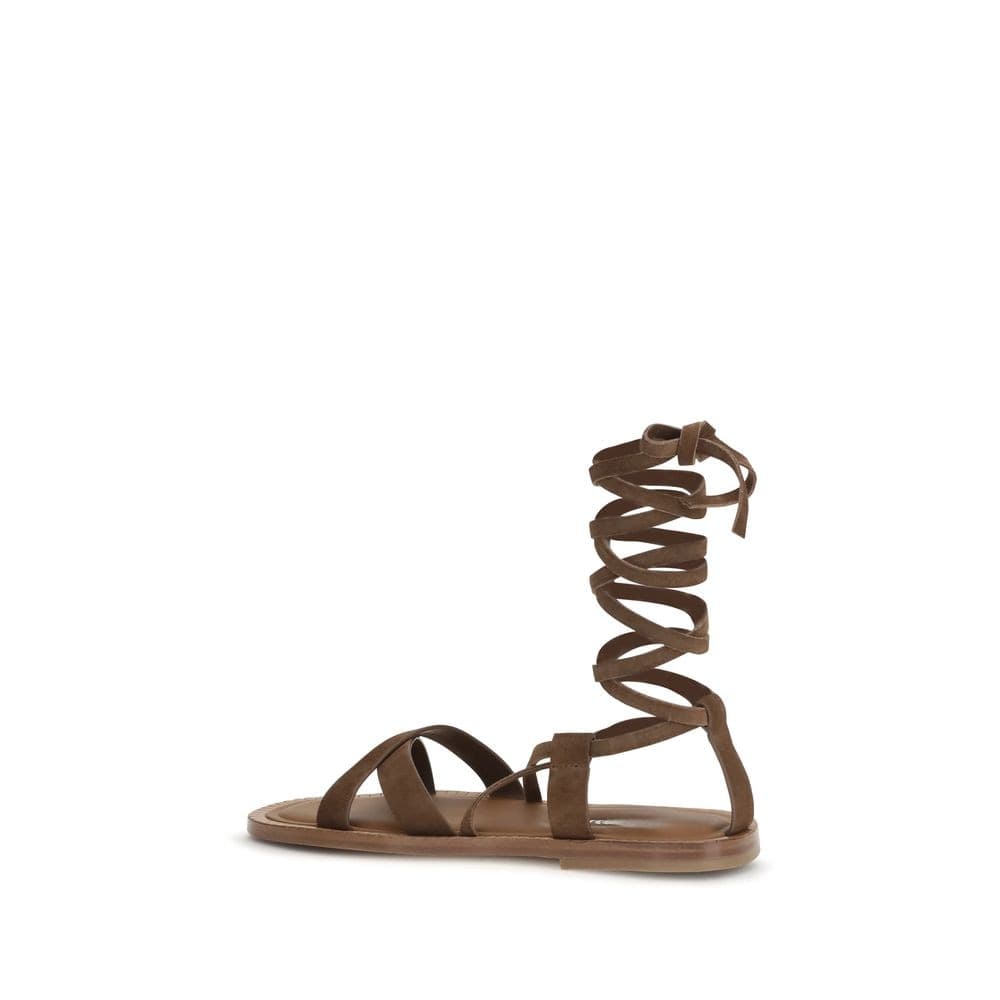 Brown Calf Leather Bos Taurus Strap-On Sandals - 3