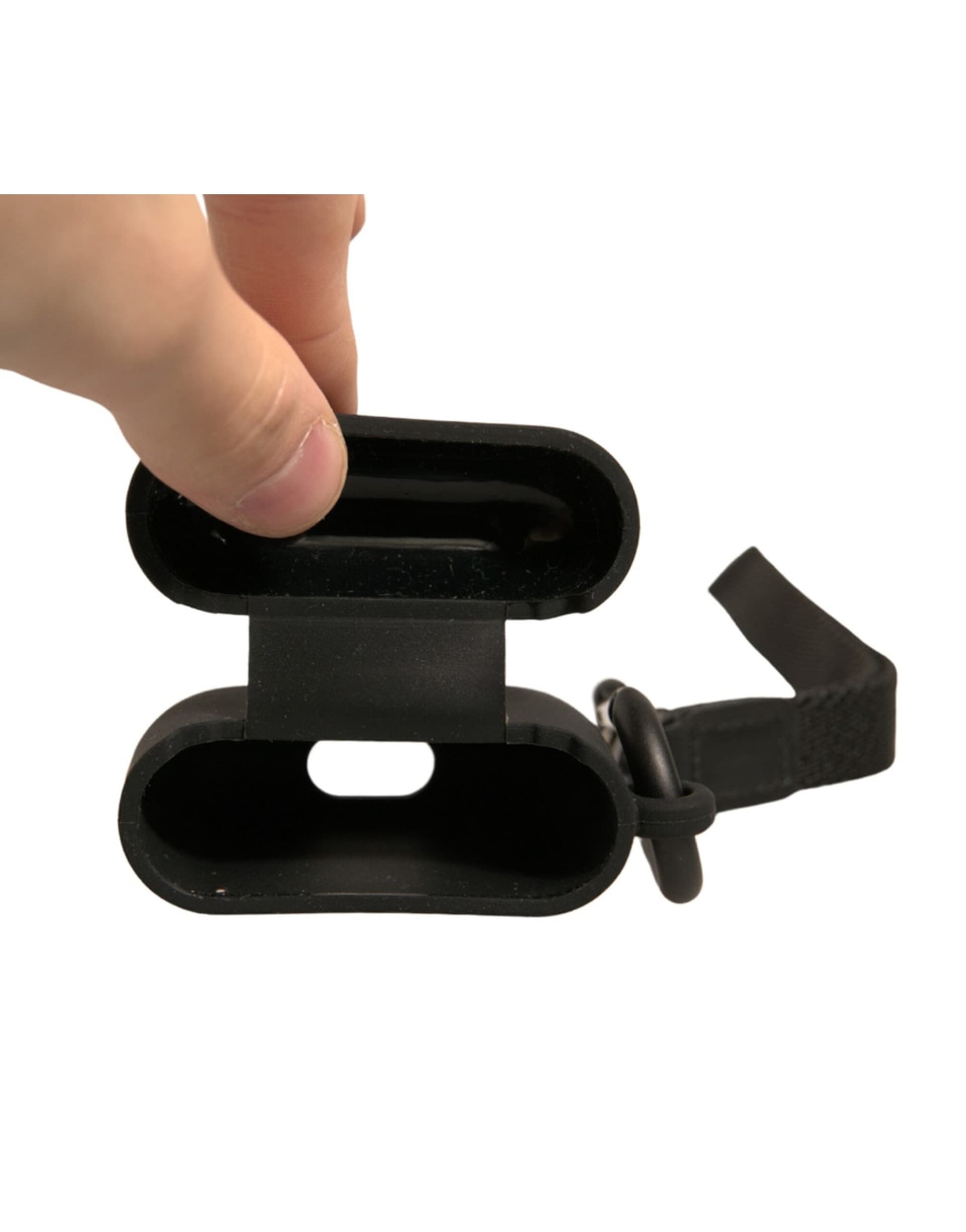 Black Silicone Rubber Logo Embossed Airpods Case - 6
