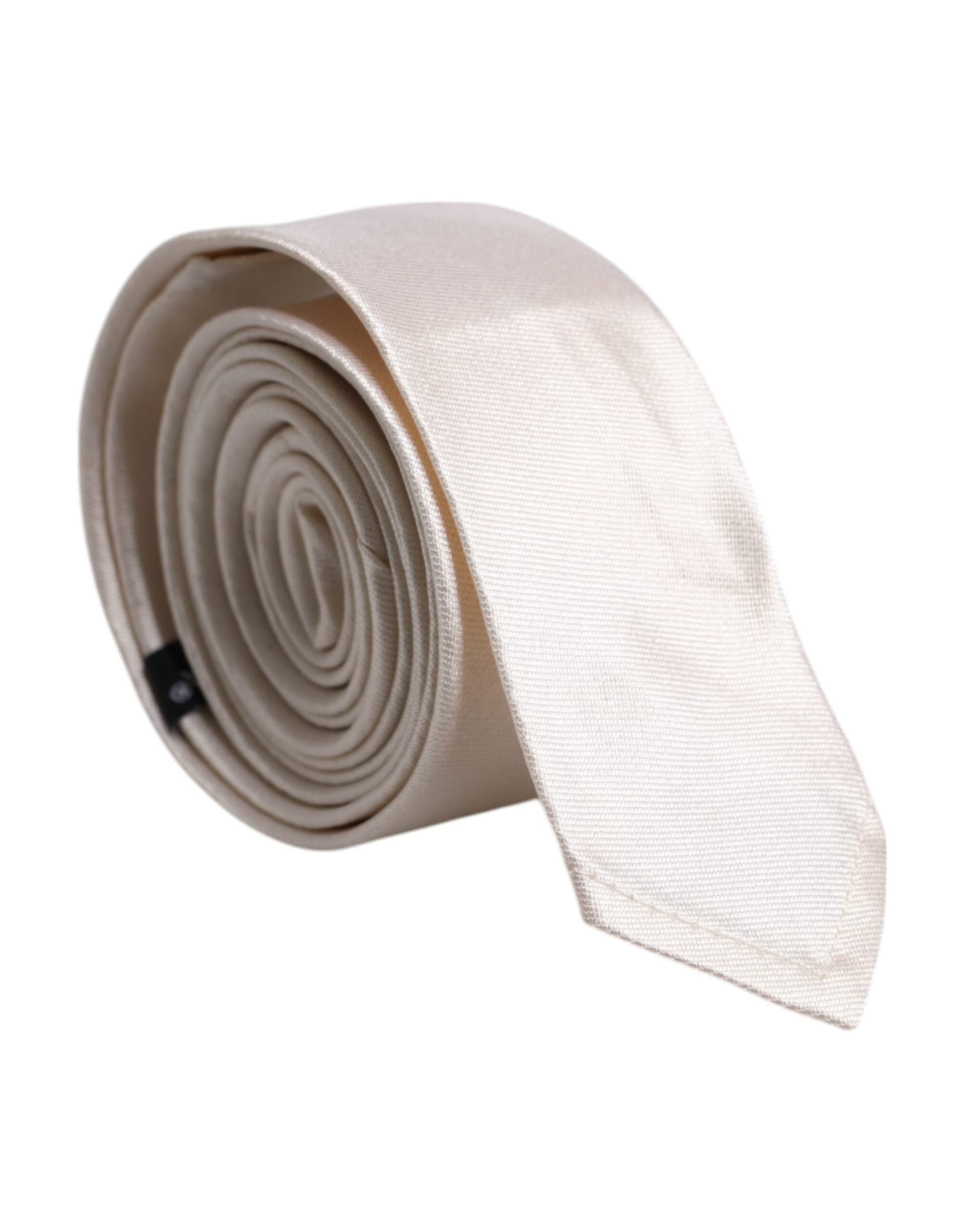 White Solid Silk Adjustable Necktie Tie - 2
