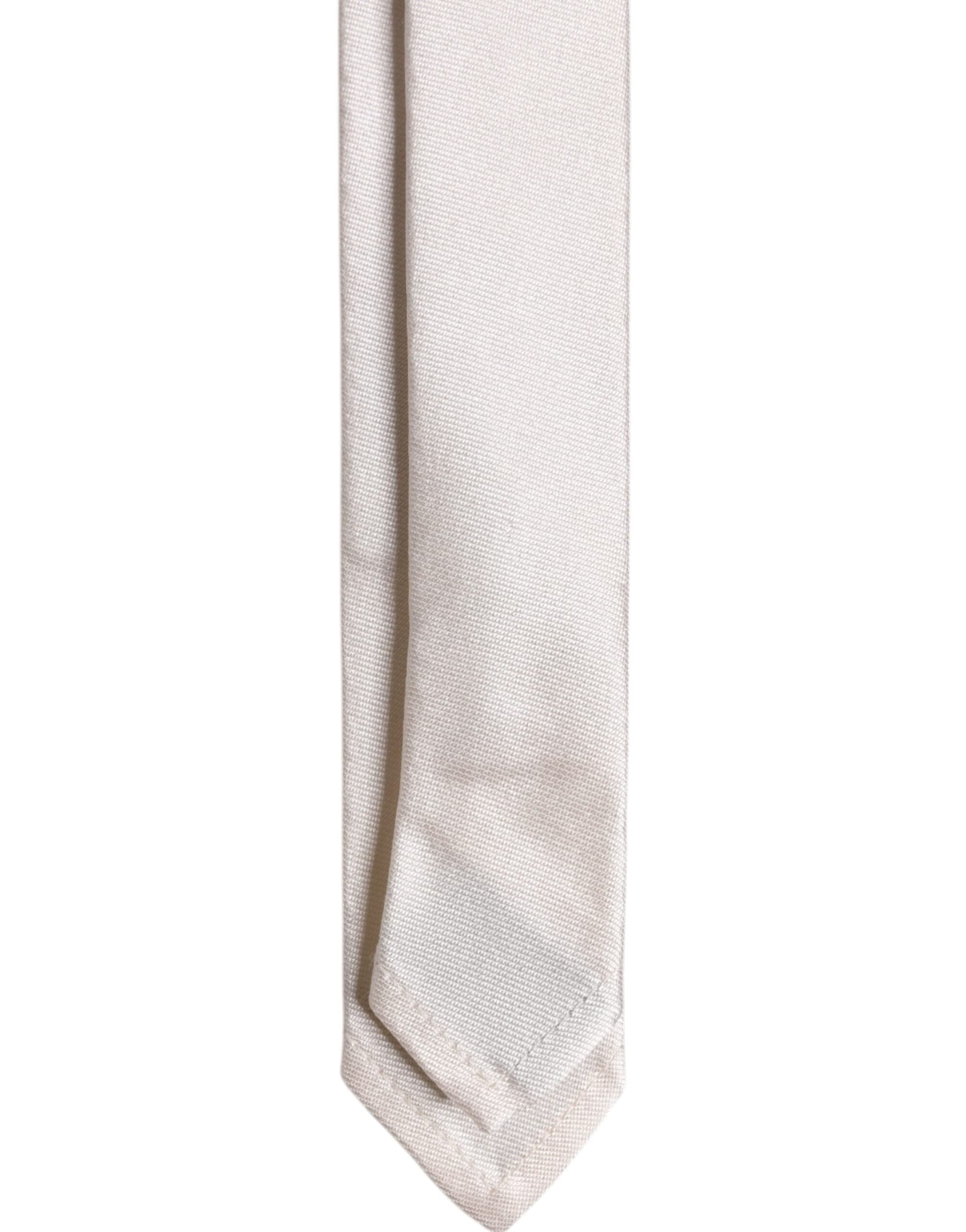 White Solid Silk Adjustable Necktie Tie - 5