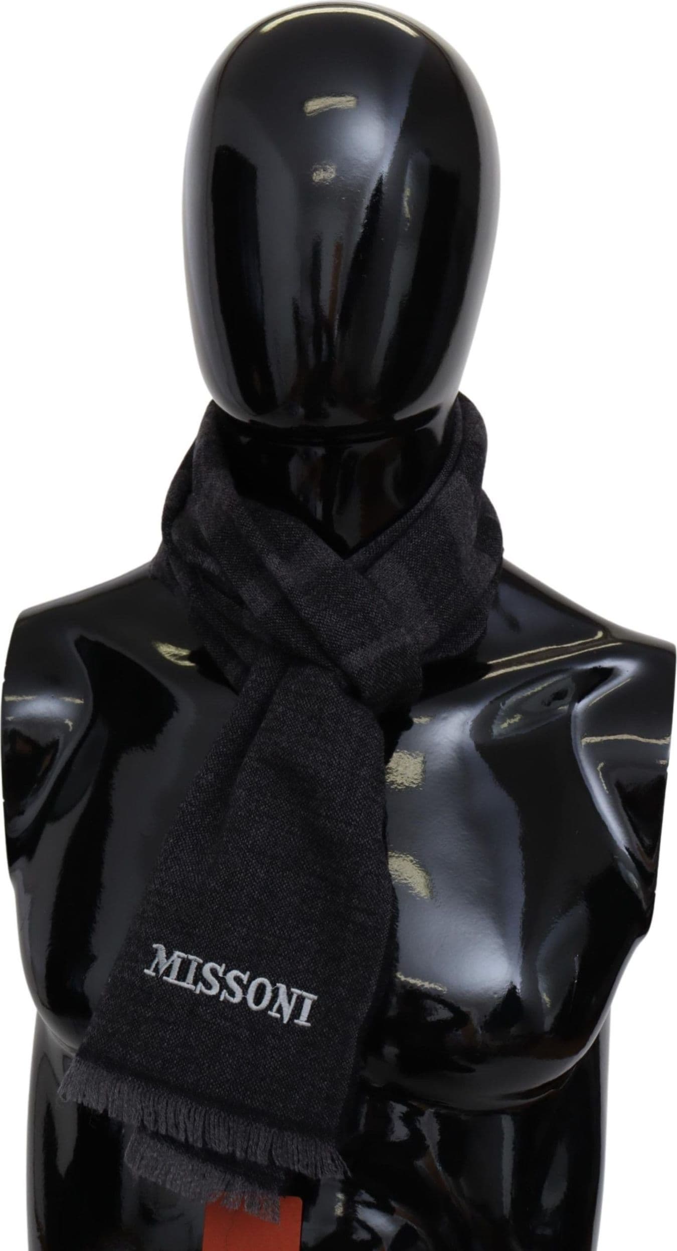 Black Striped Wool Unisex Neck Wrap Scarf - 4