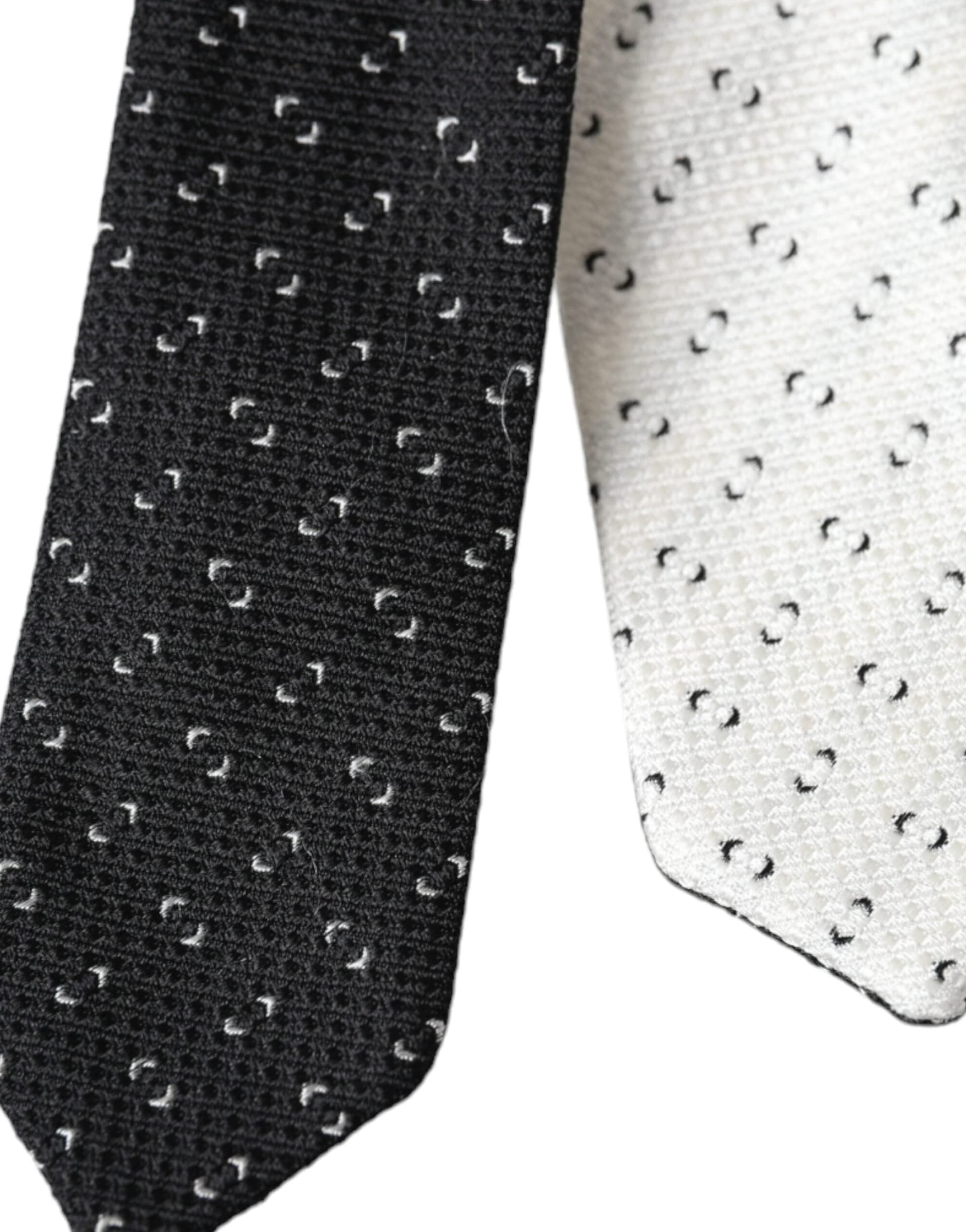 Black White Patterned Adjustable Tie - 2