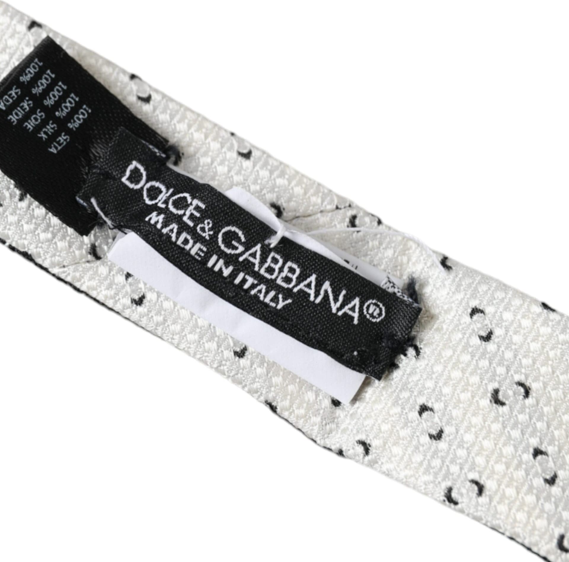 Black White Patterned Adjustable Tie - 4