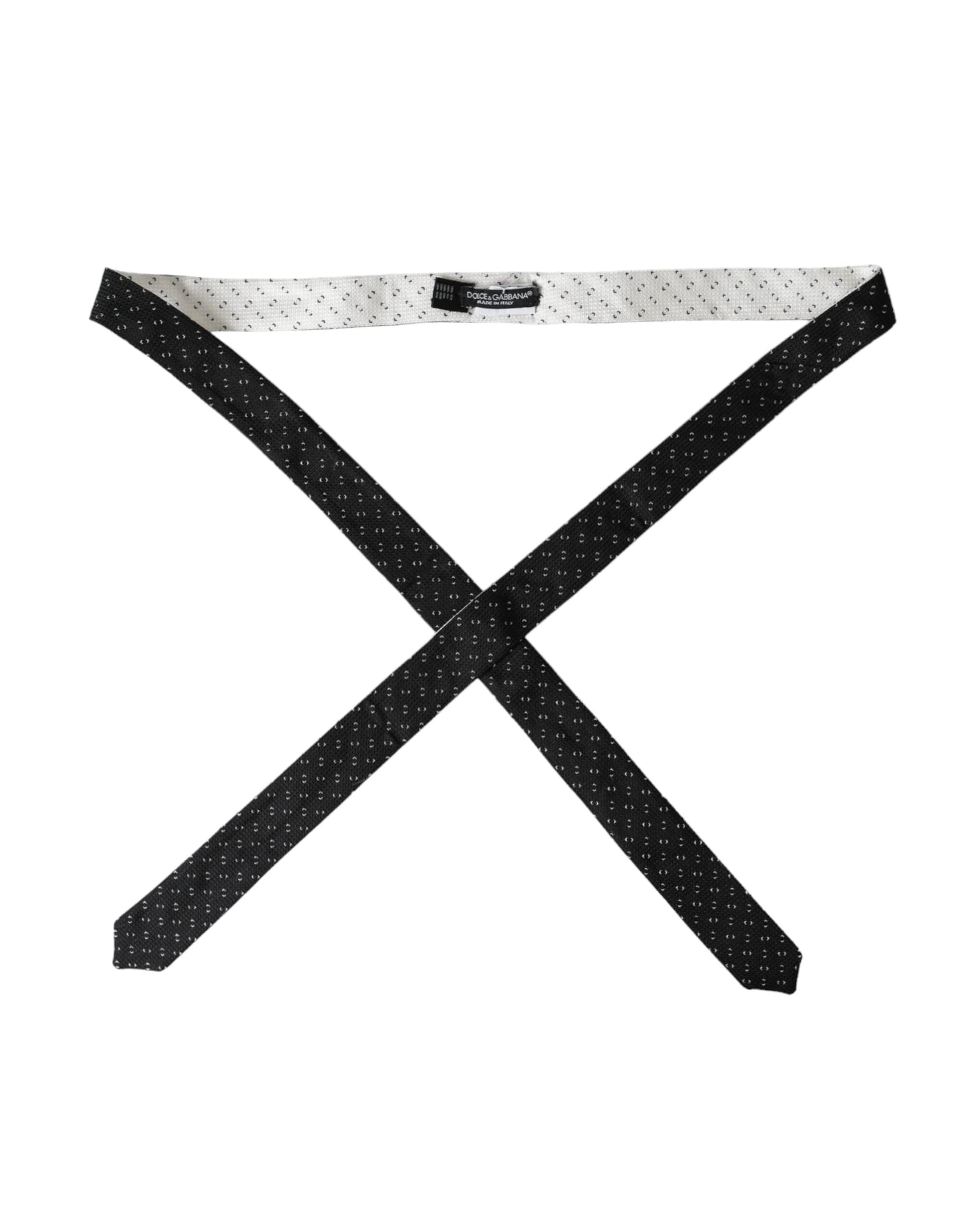Black White Patterned Adjustable Tie - 5