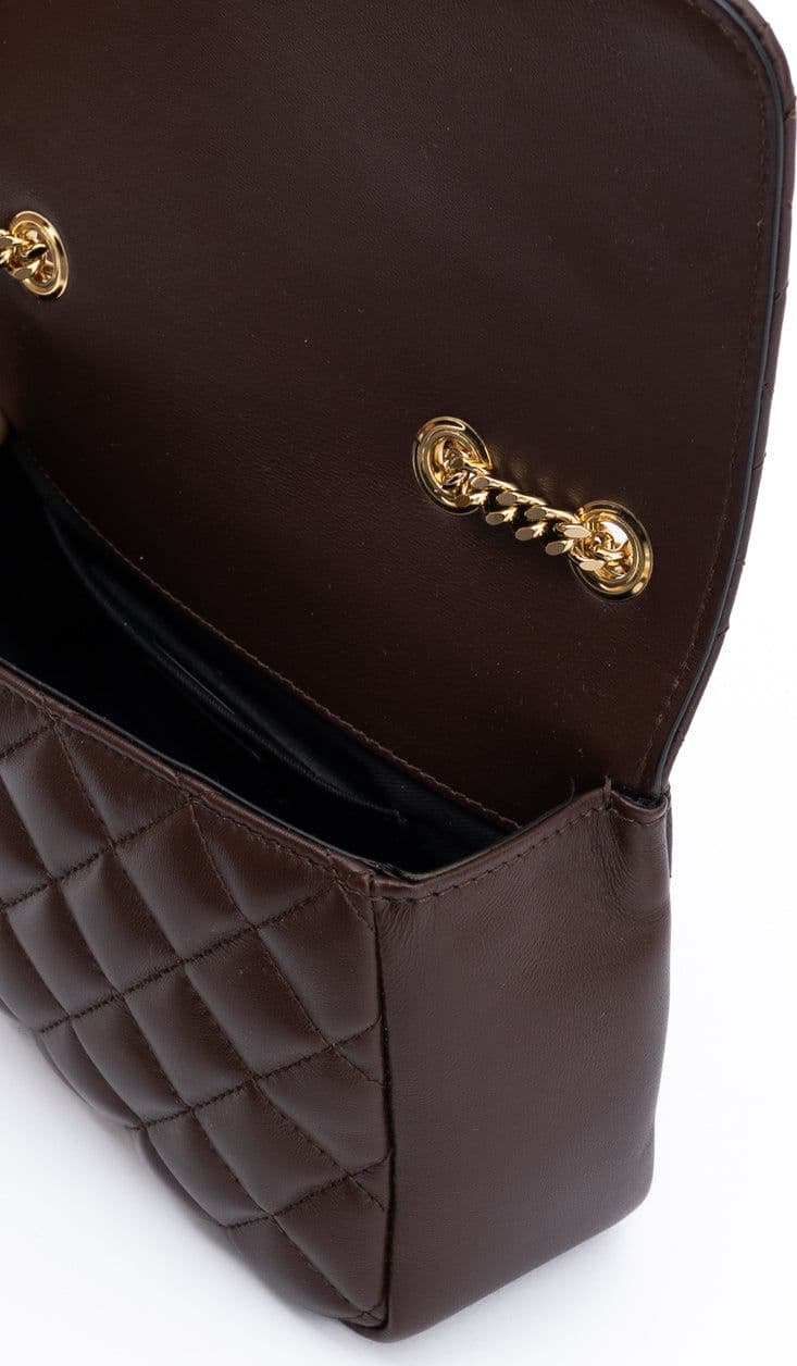 Brown Quilted Leather Shoulder Strap Bag - 4