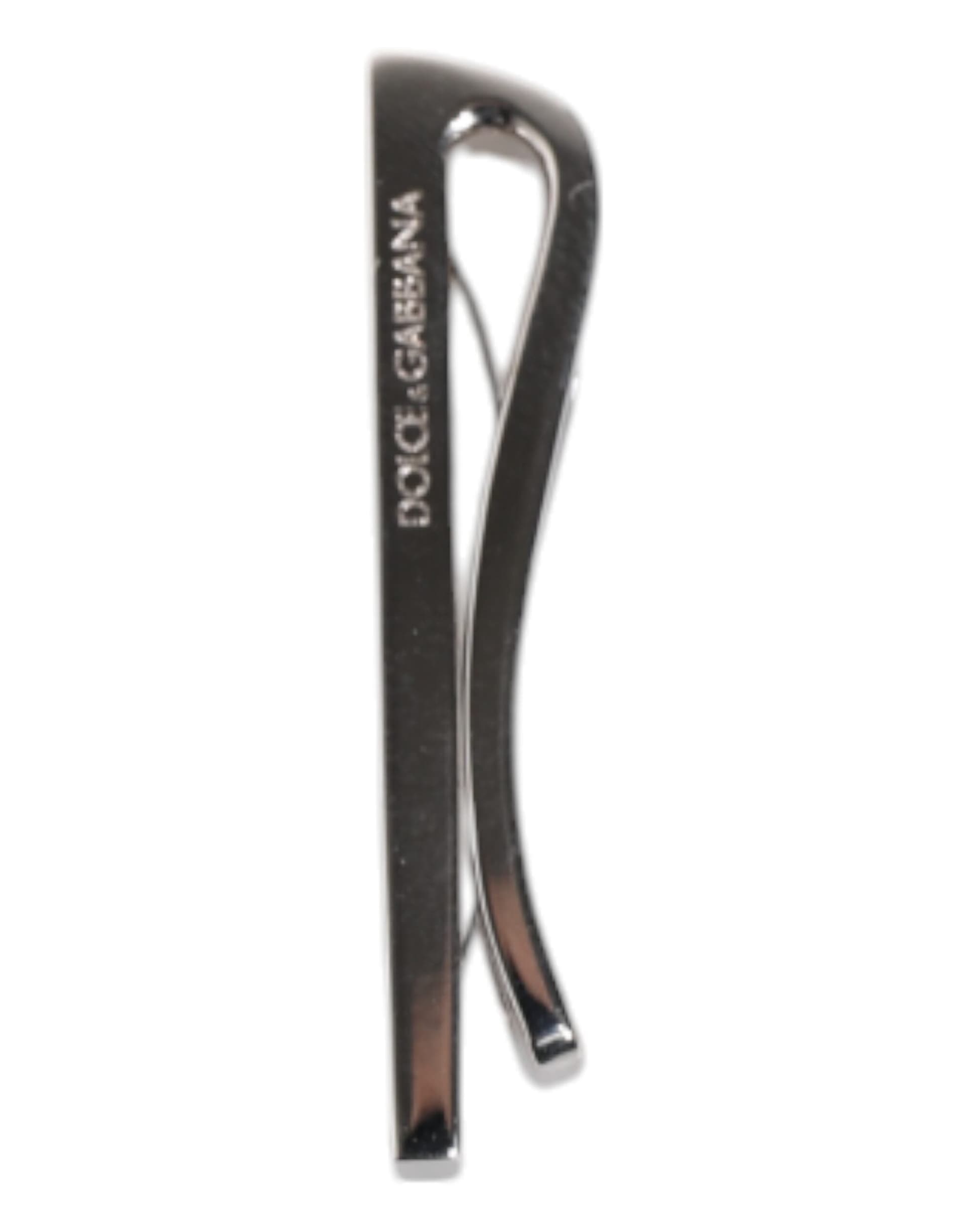 Silver Tone Brass Logo Branded Tie Clip Bar - 4