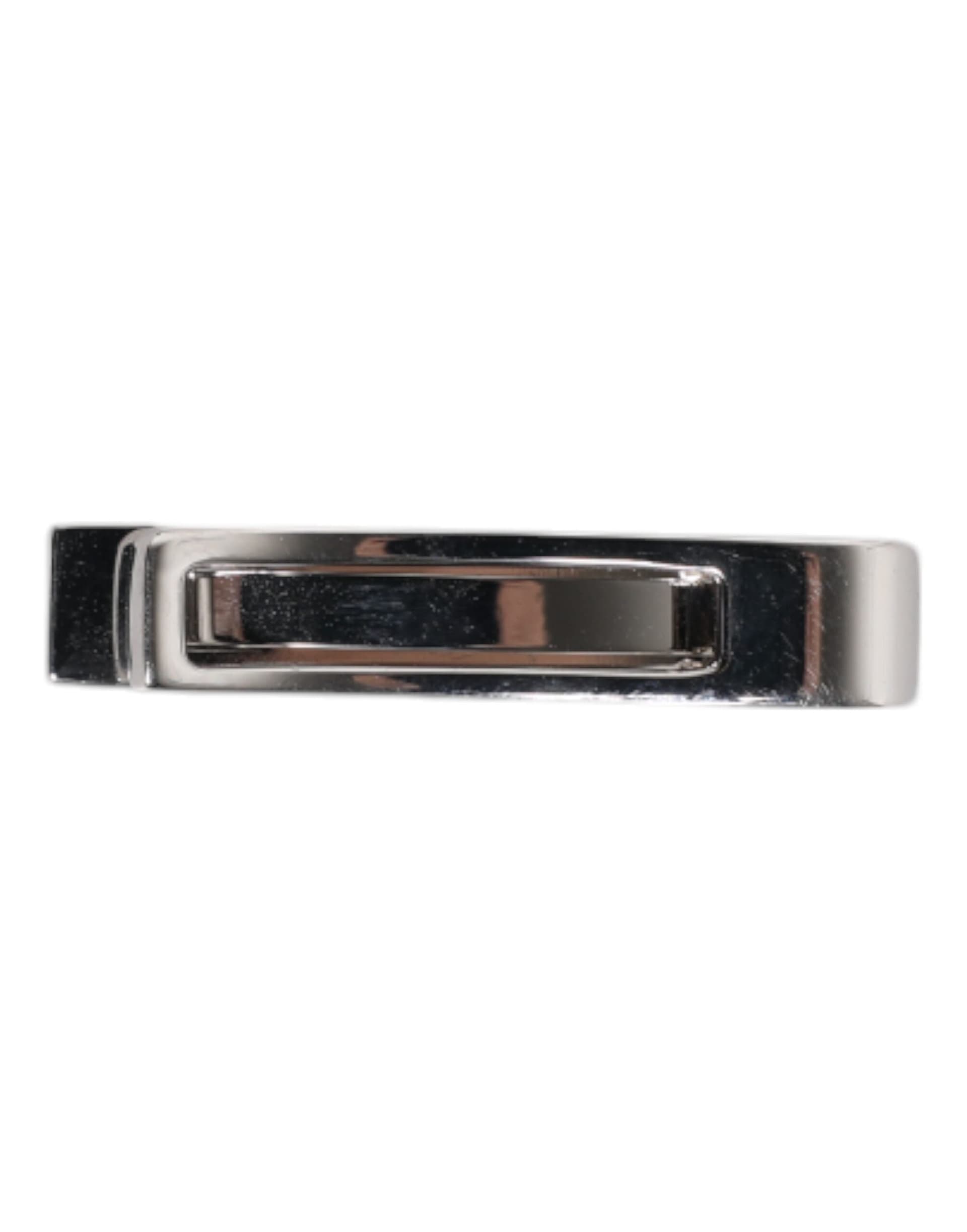 Silver Tone Brass Logo Branded Tie Clip Bar - 6