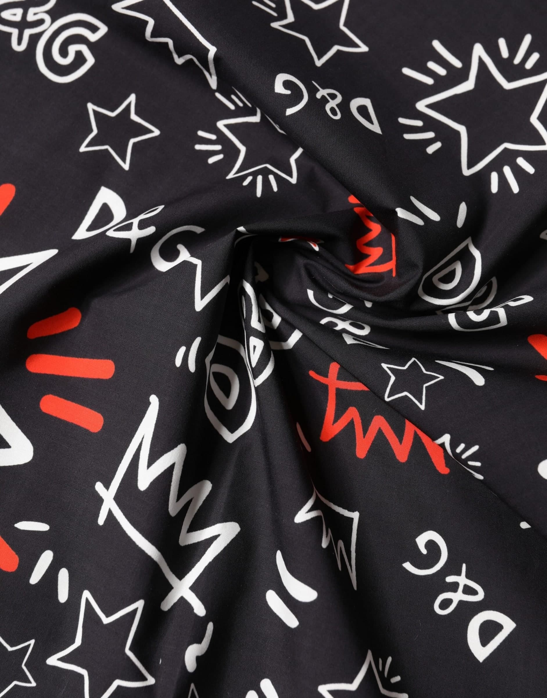 Black White Red DG Crown Cotton Foulard 47cm x 46cm Scarf - 4