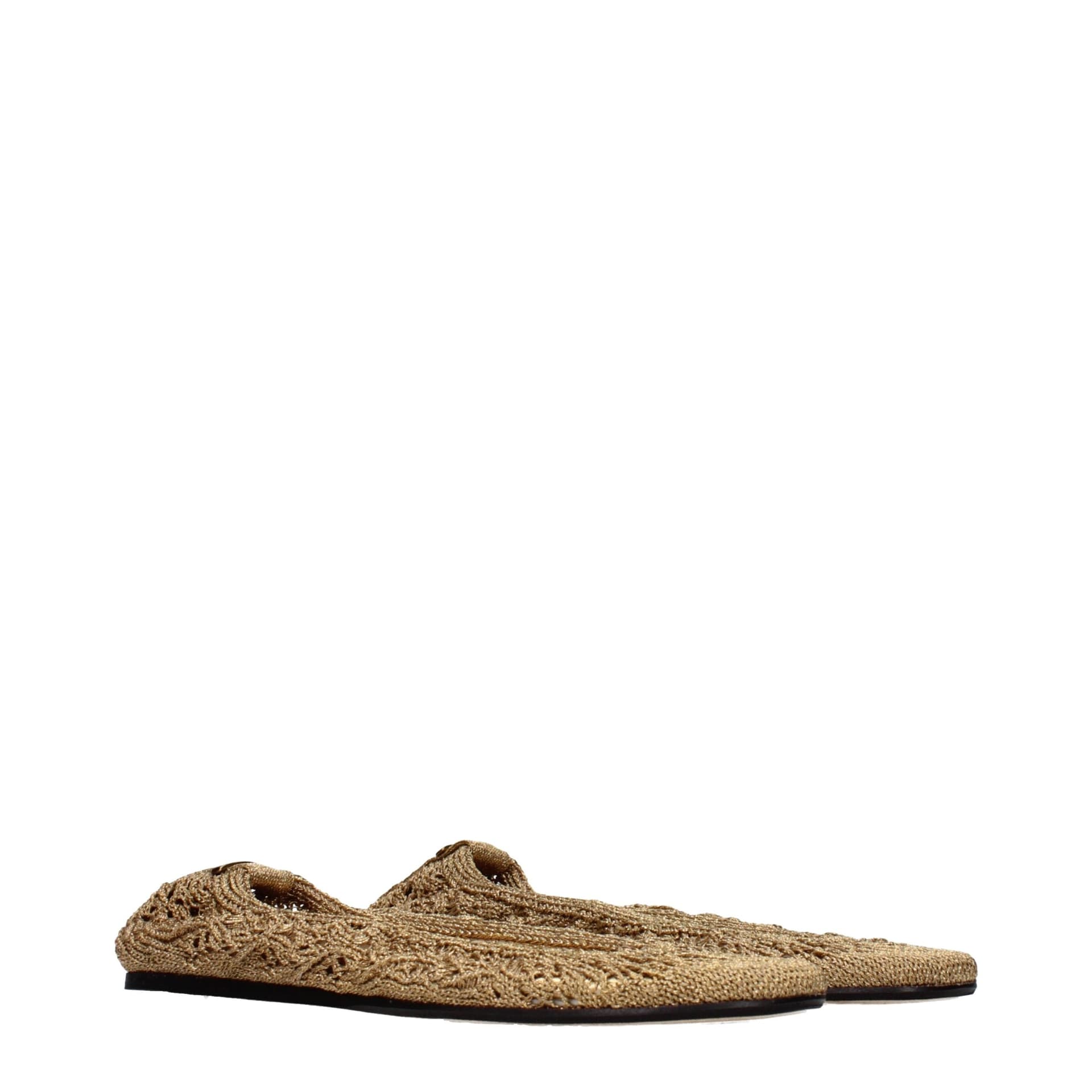 Gold Fabric Ballet Flats - 2