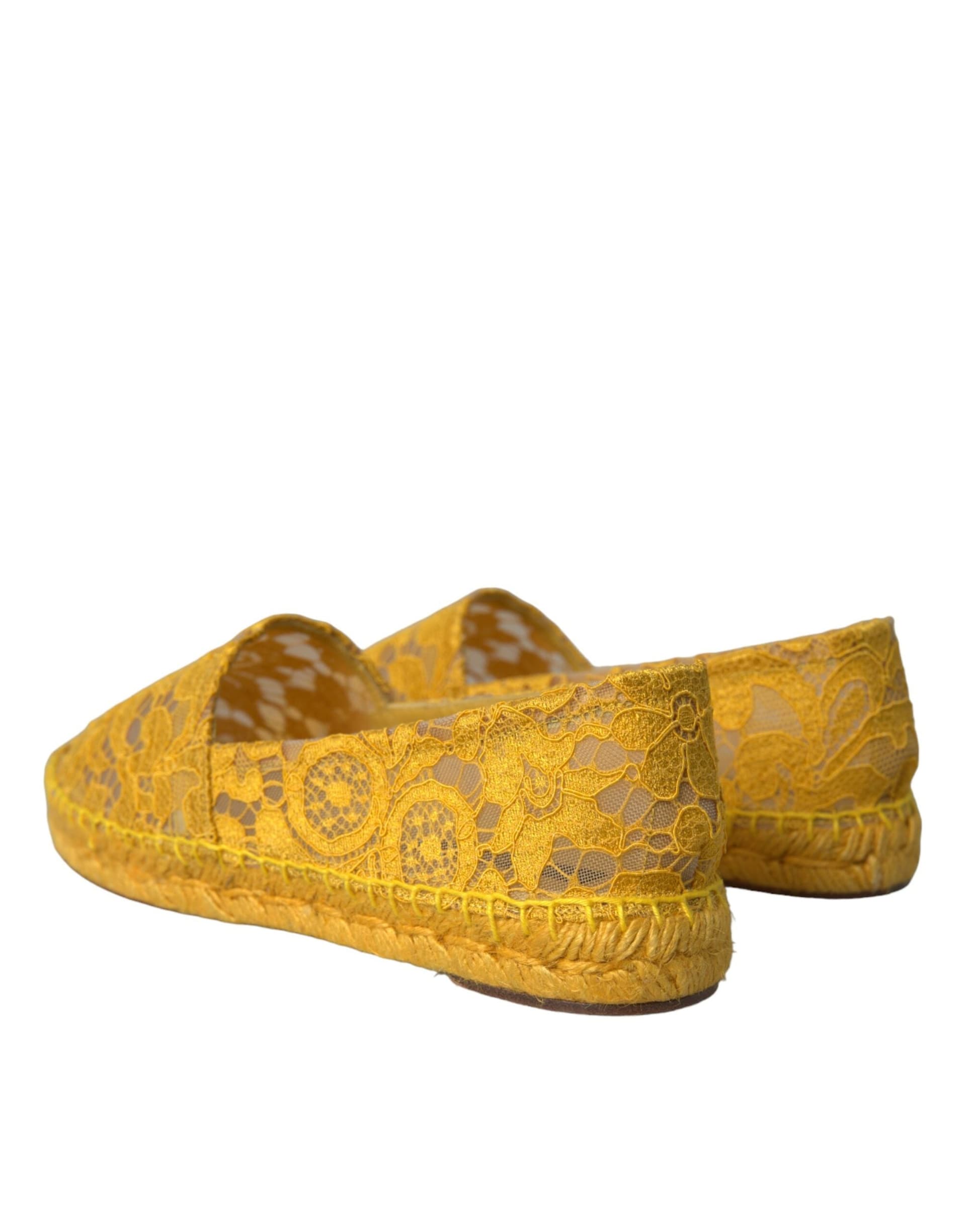 Yellow Taormina Lace Espadrille Loafers Flats Shoes - 2