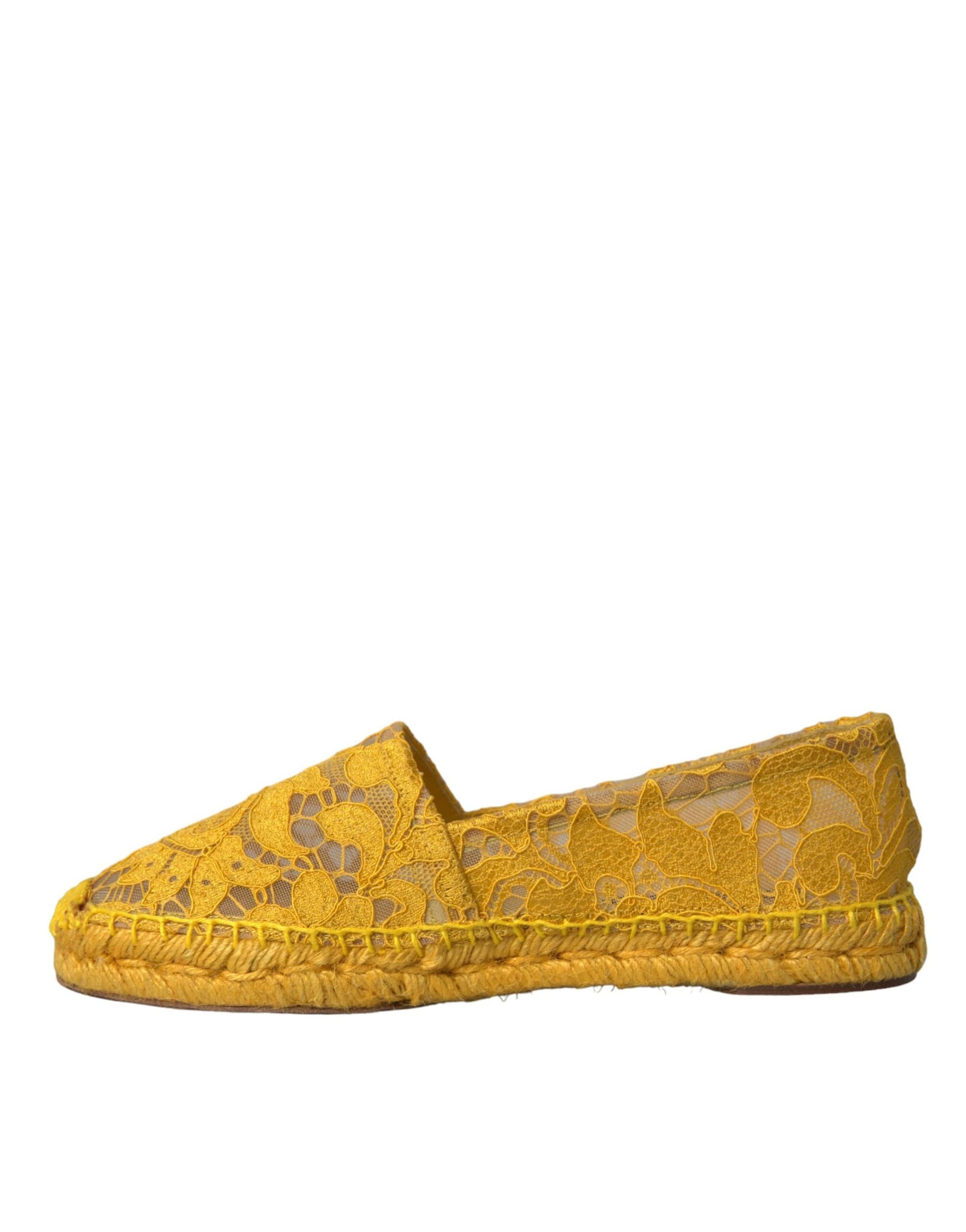 Yellow Taormina Lace Espadrille Loafers Flats Shoes - 3