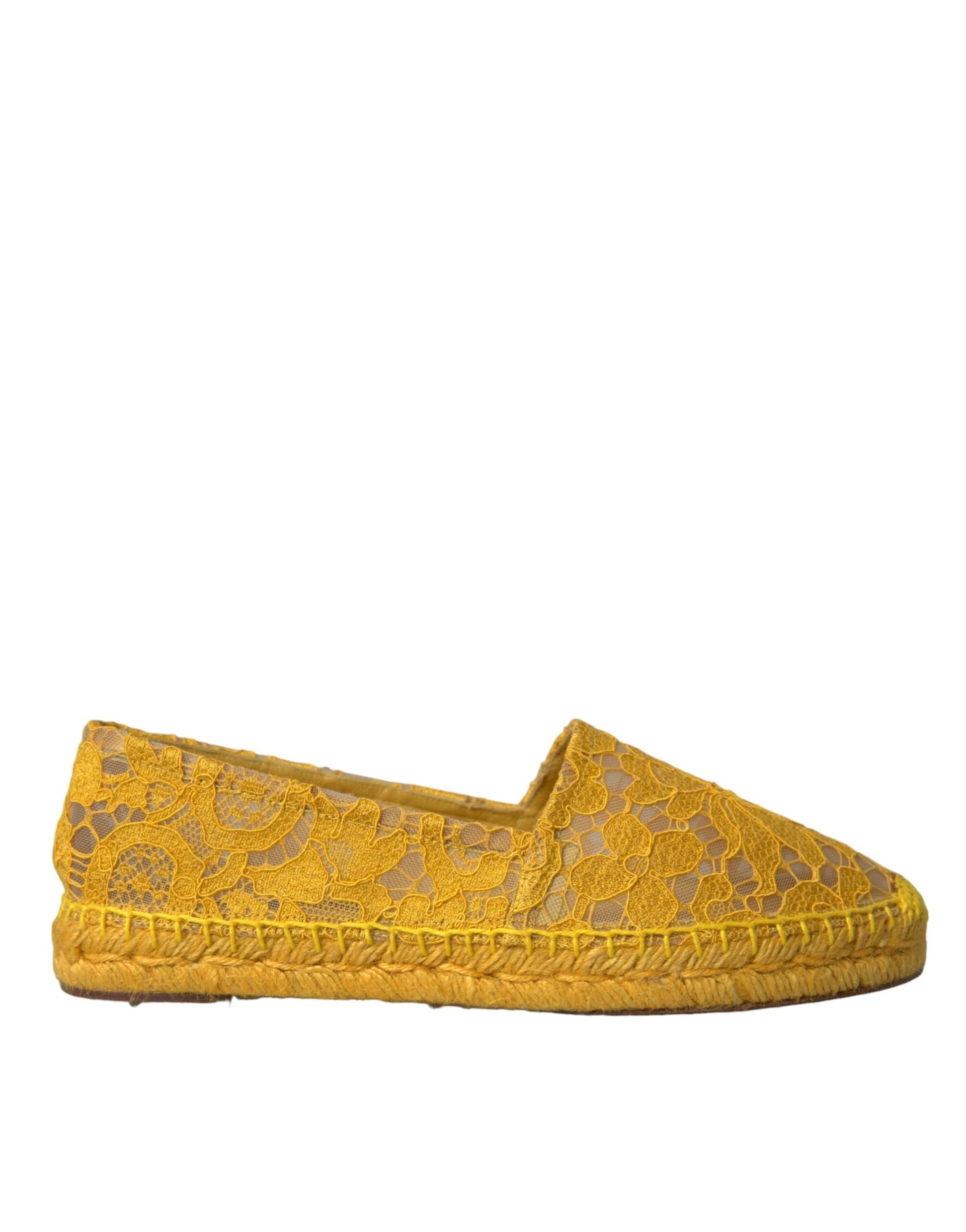 Yellow Taormina Lace Espadrille Loafers Flats Shoes - 4