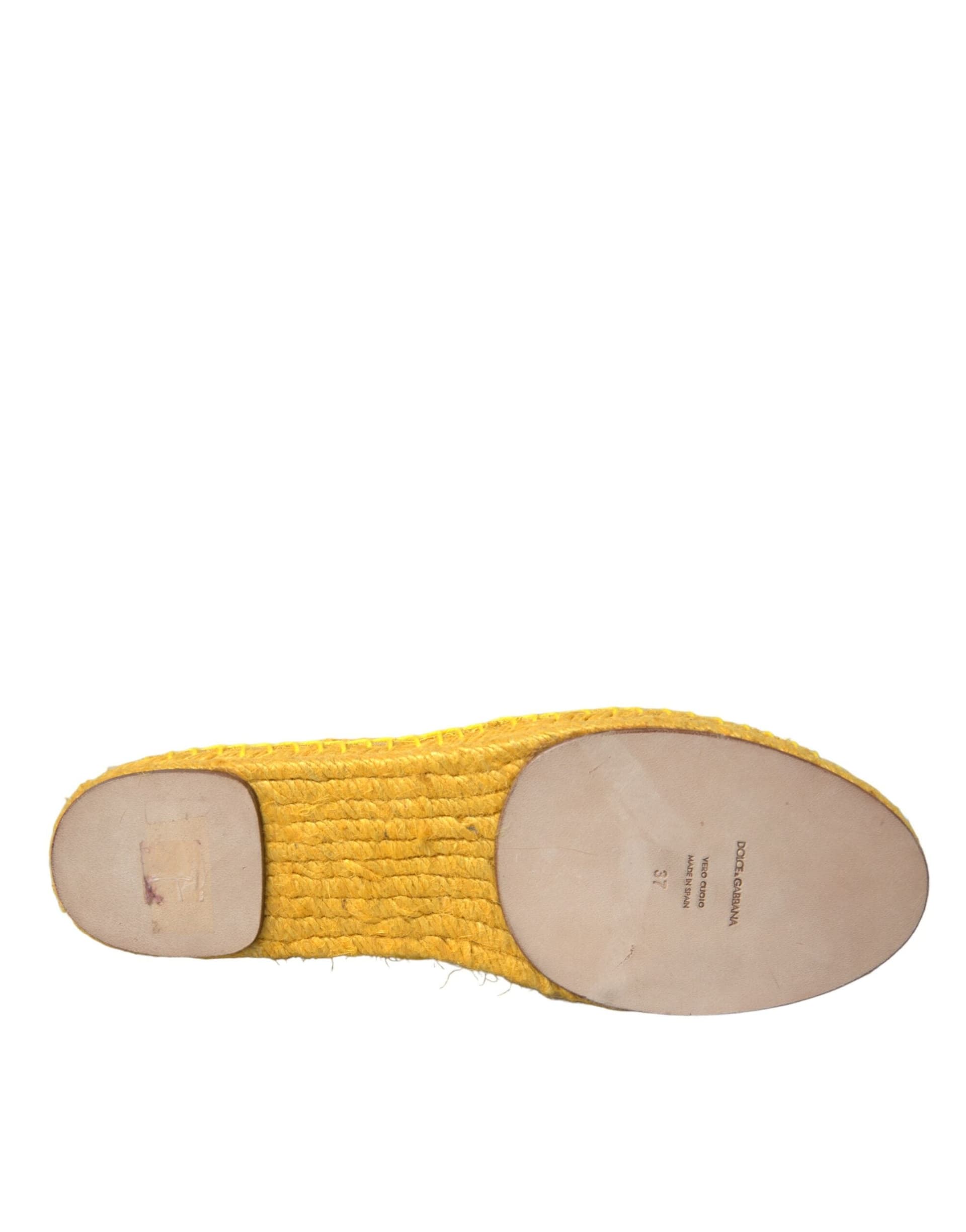Yellow Taormina Lace Espadrille Loafers Flats Shoes - 5