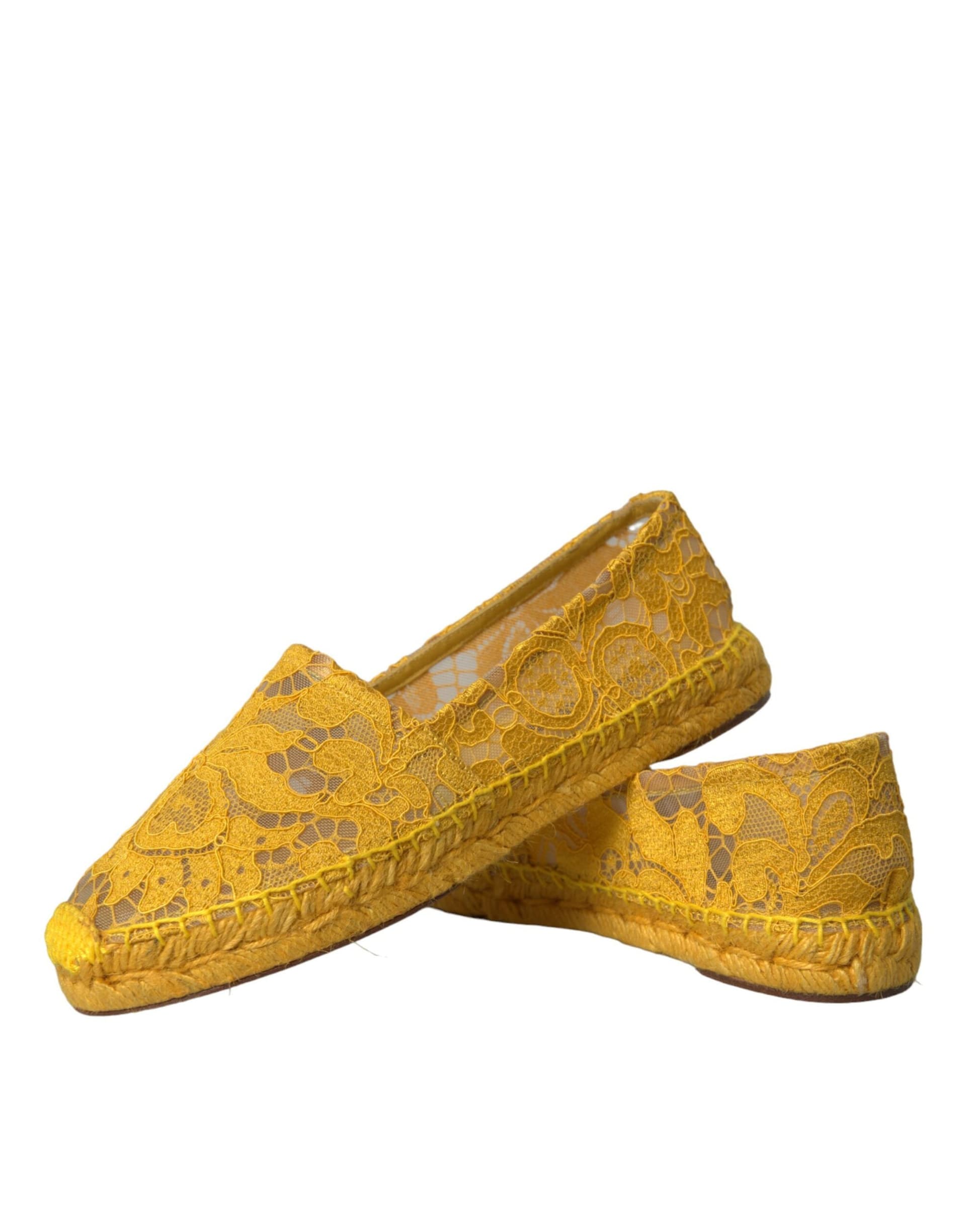 Yellow Taormina Lace Espadrille Loafers Flats Shoes - 6