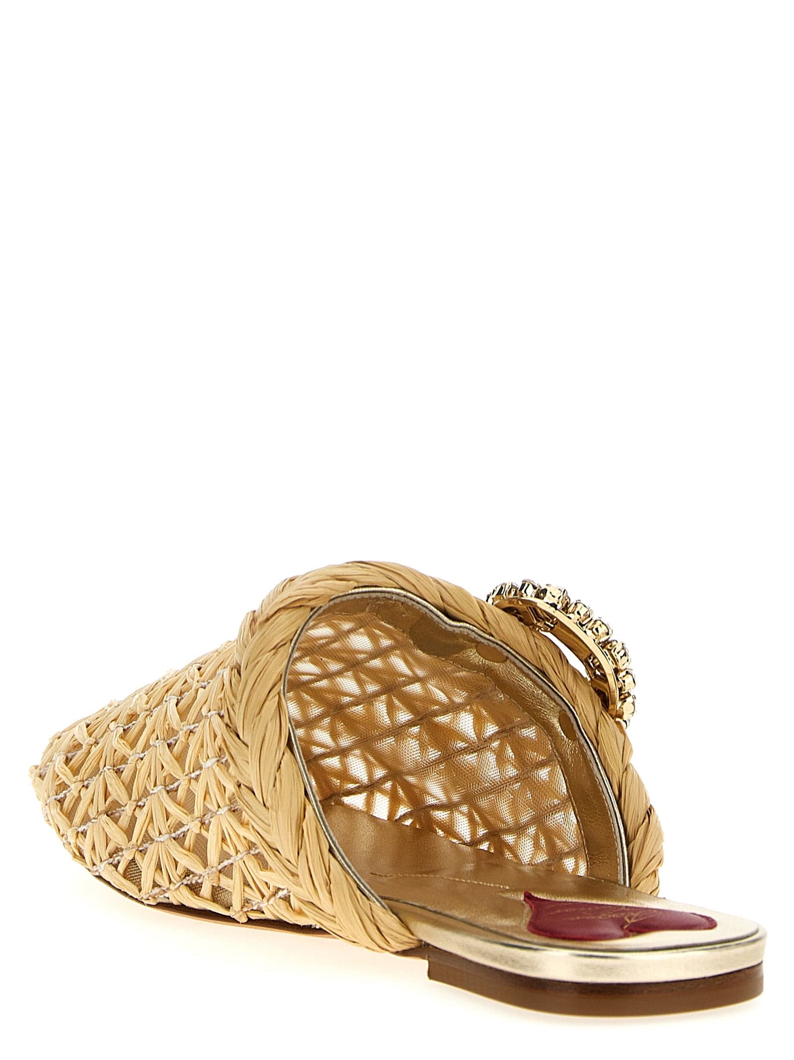 Beige Raffia Mules - 3