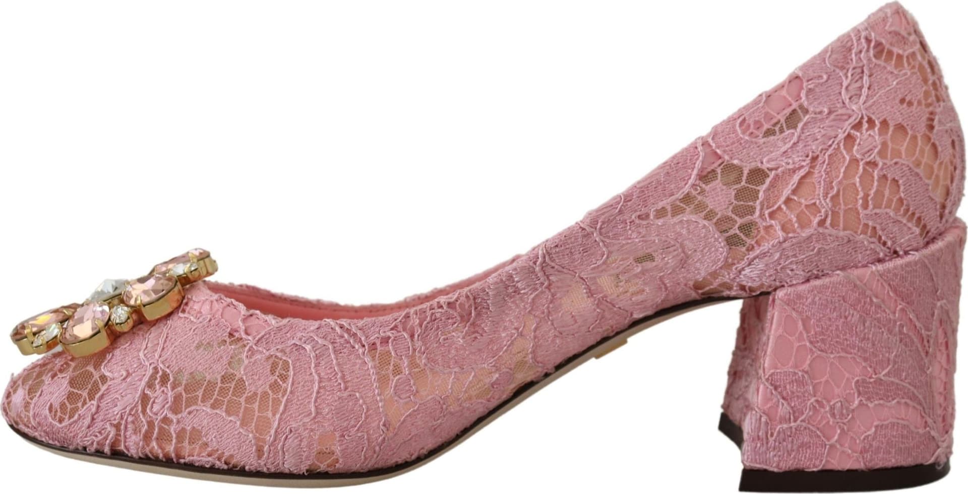 Pink Taormina Lace Crystal Pumps Pastel Shoes - 3