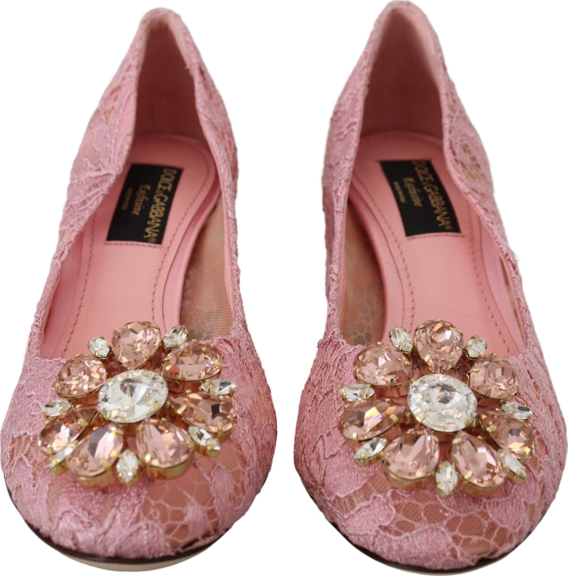 Pink Taormina Lace Crystal Pumps Pastel Shoes - 7