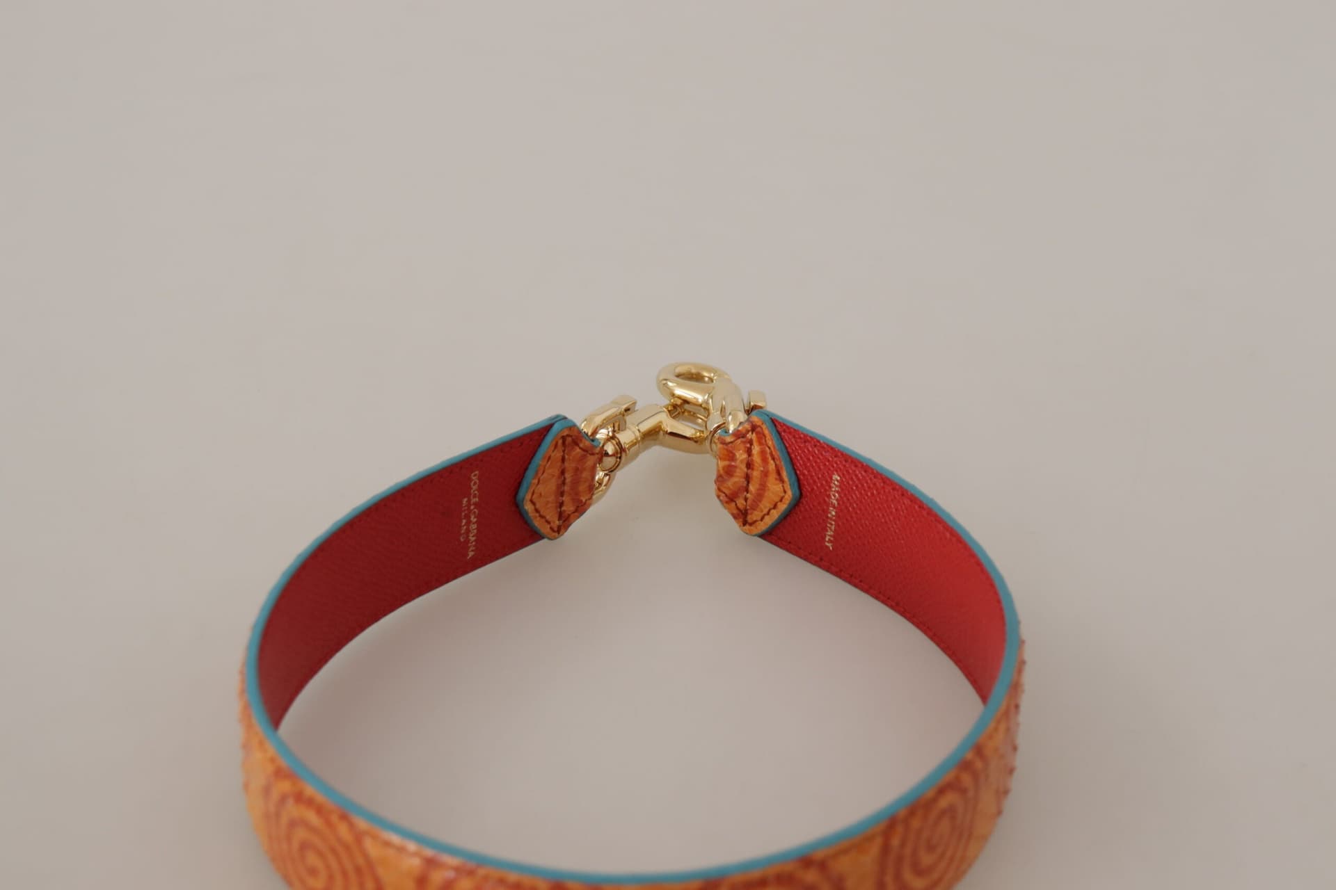 Orange Leather Swirl Print Bag Shoulder Strap - 2