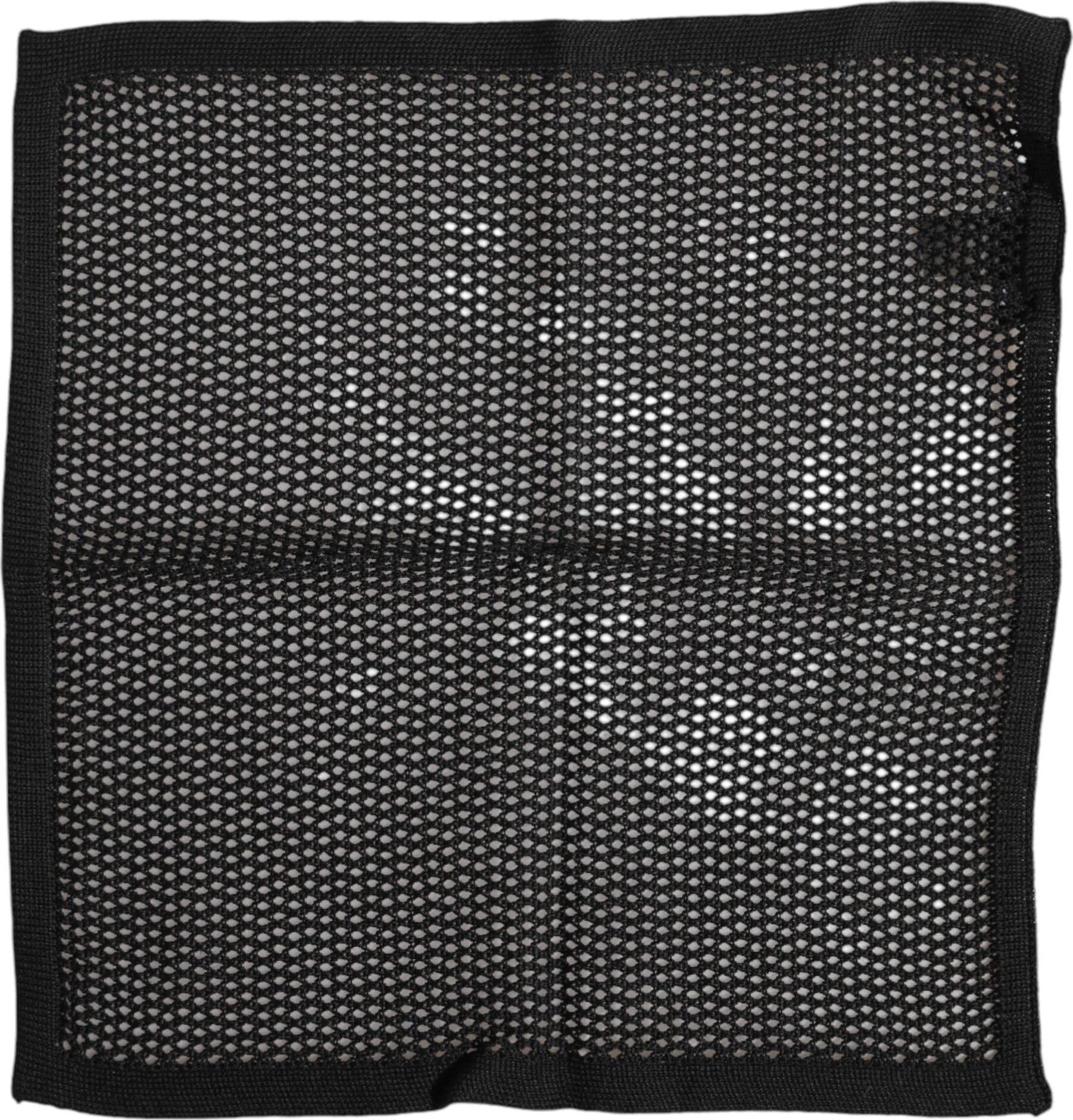 Black Patterned Cotton Square Foulard Scarf - 2