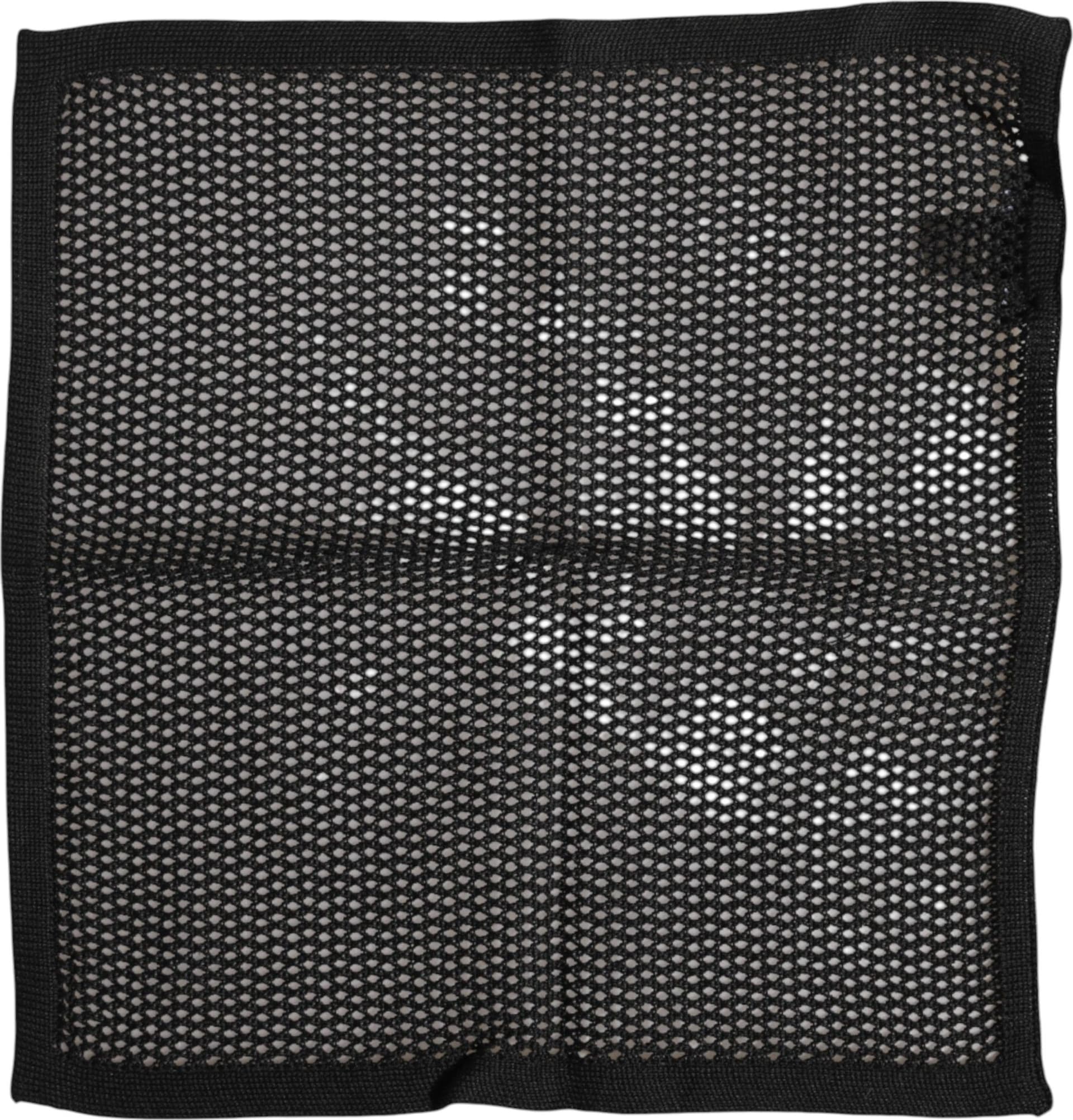 Black Patterned Cotton Square Foulard Scarf - 3