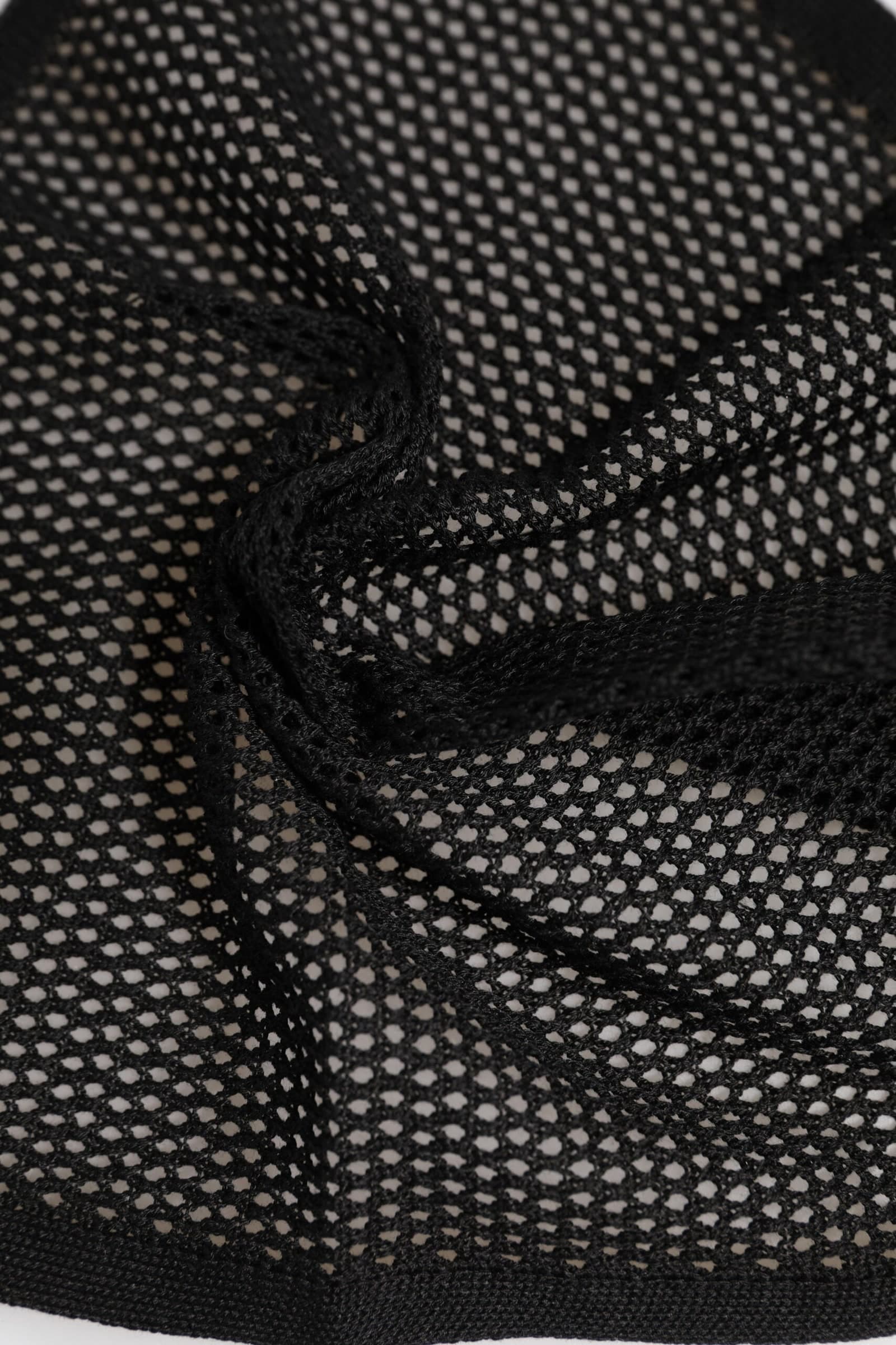 Black Patterned Cotton Square Foulard Scarf - 5