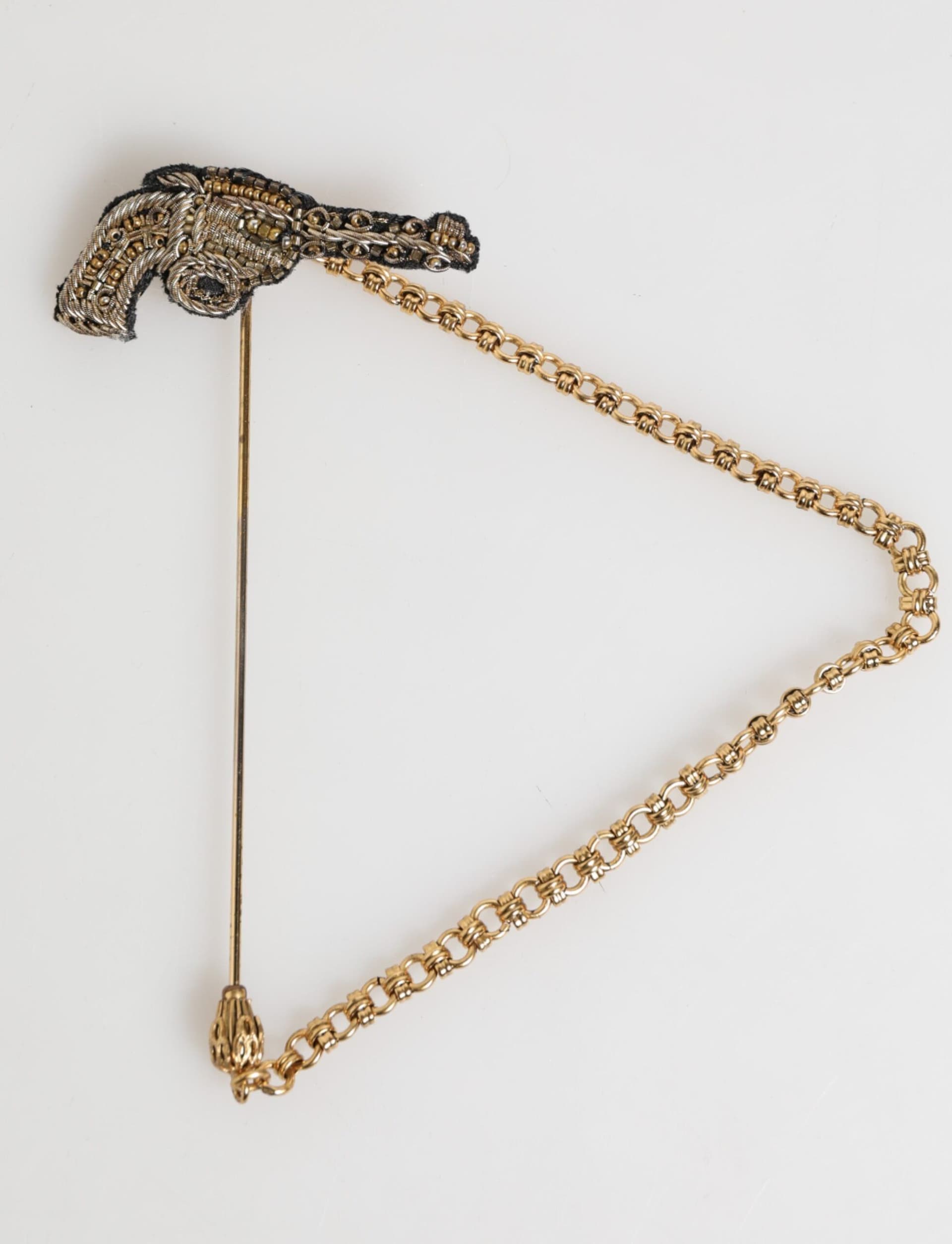 Lapel Pin Brass Copper Revolver Men Accessories Brooch - 2
