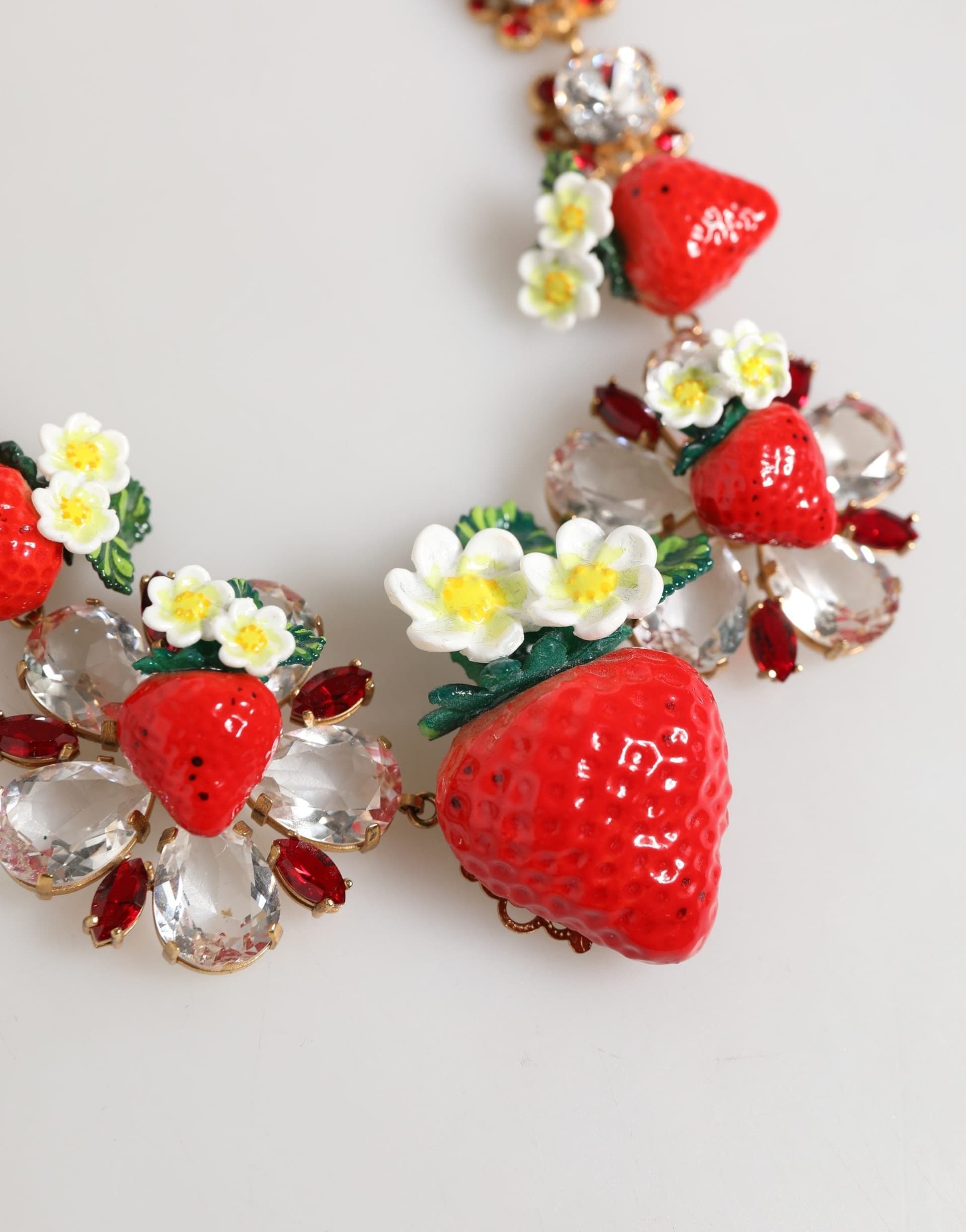 Gold Brass FRUIT Pendants Flowers Crystal Logo Necklace - 3
