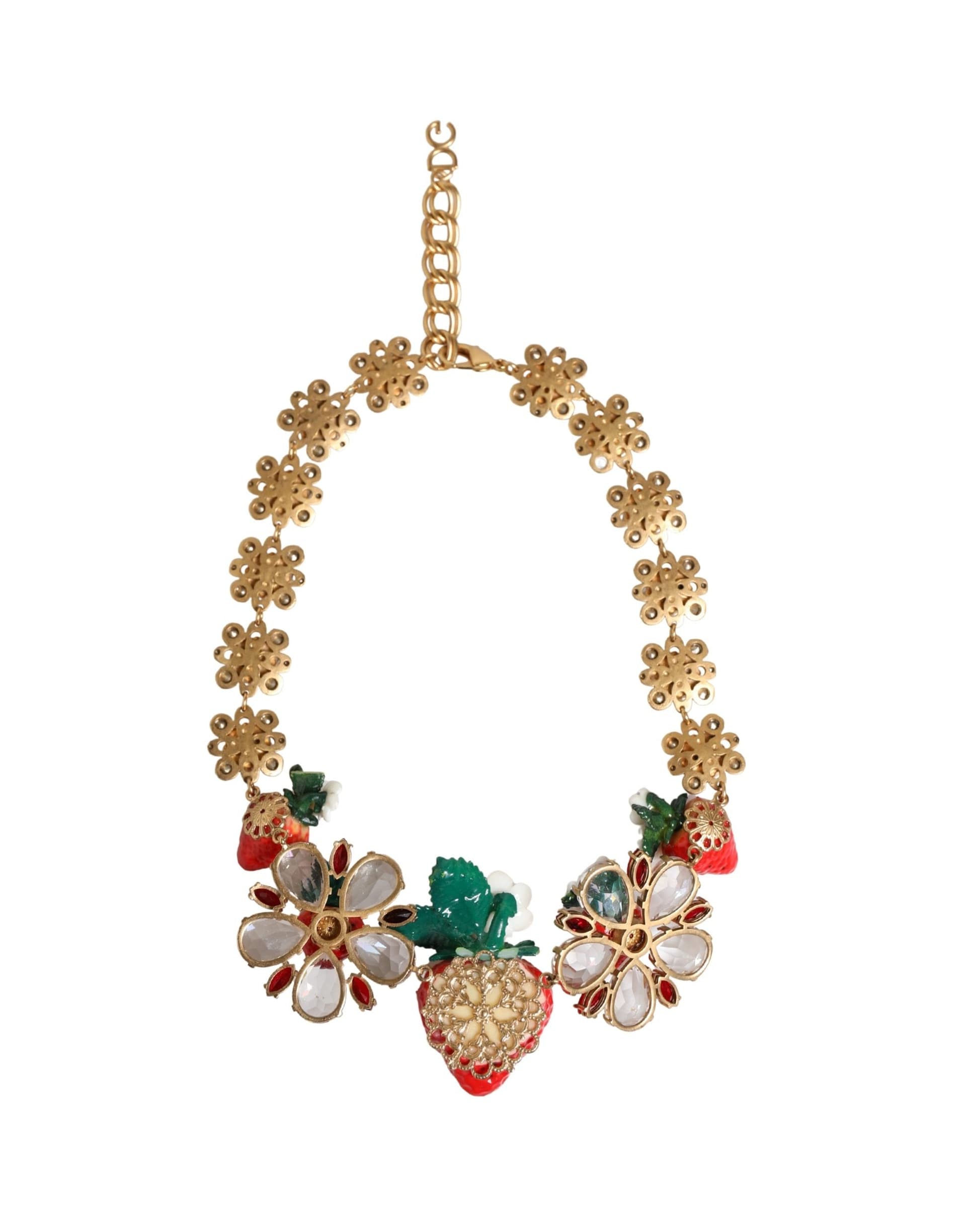 Gold Brass FRUIT Pendants Flowers Crystal Logo Necklace - 5