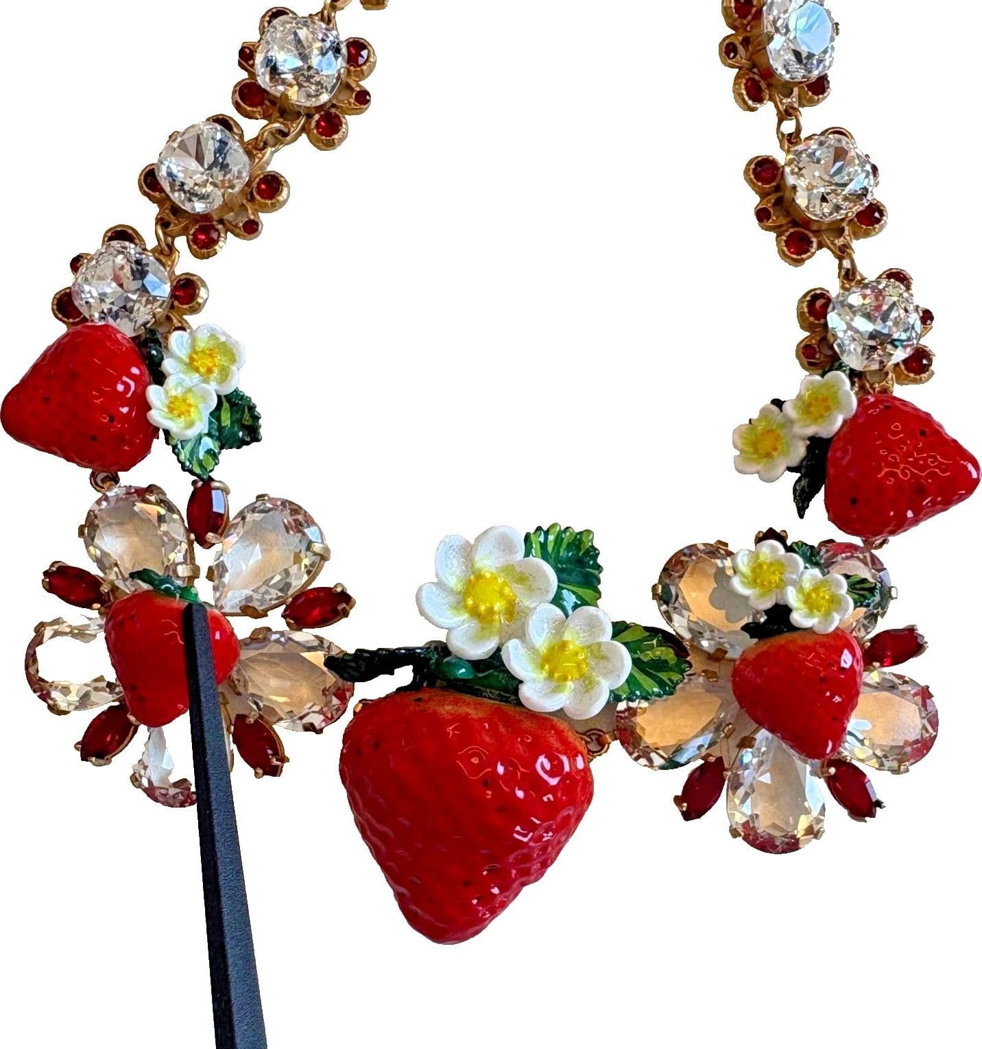 Gold Brass FRUIT Pendants Flowers Crystal Logo Necklace - 7