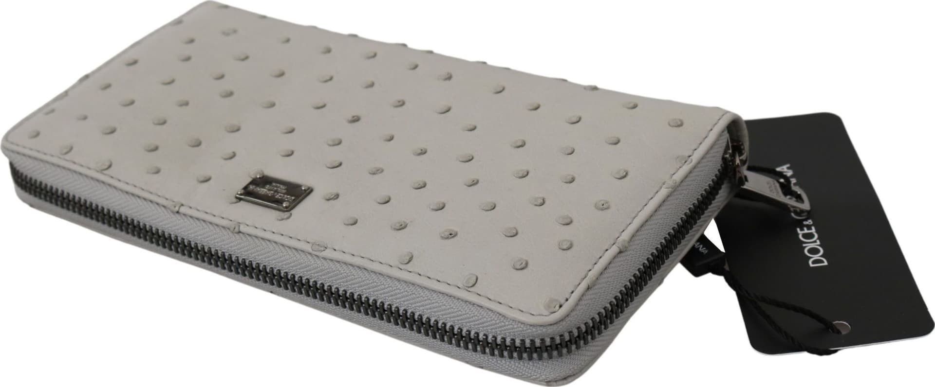 White Ostrich Leather Continental Mens Clutch Wallet - 2