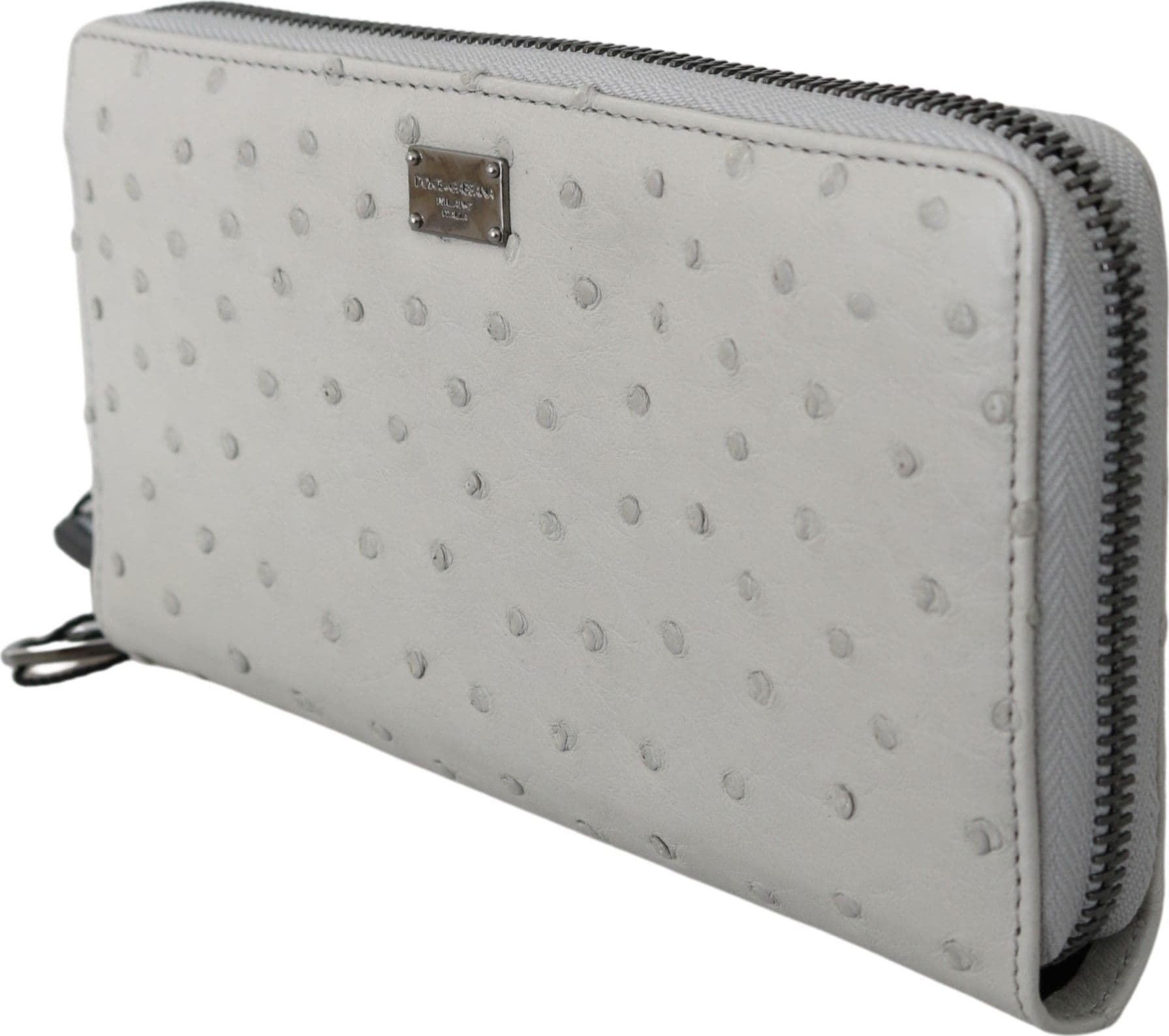 White Ostrich Leather Continental Mens Clutch Wallet - 4