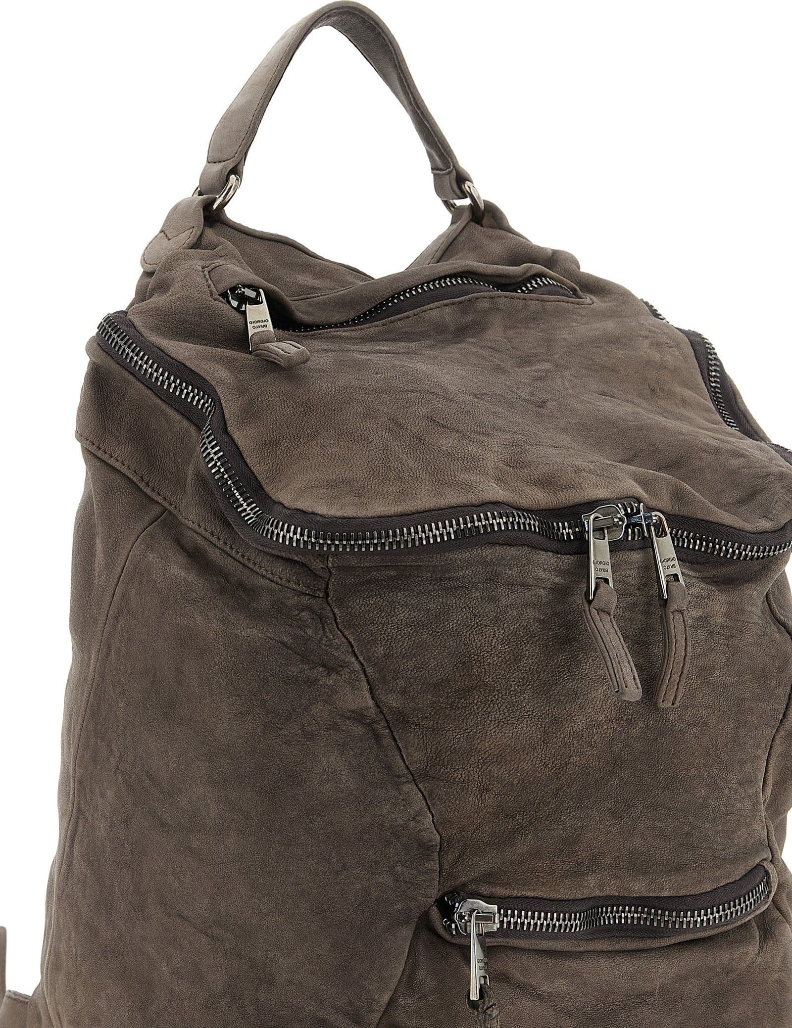 Brown Lamb Leather Backpack - 3