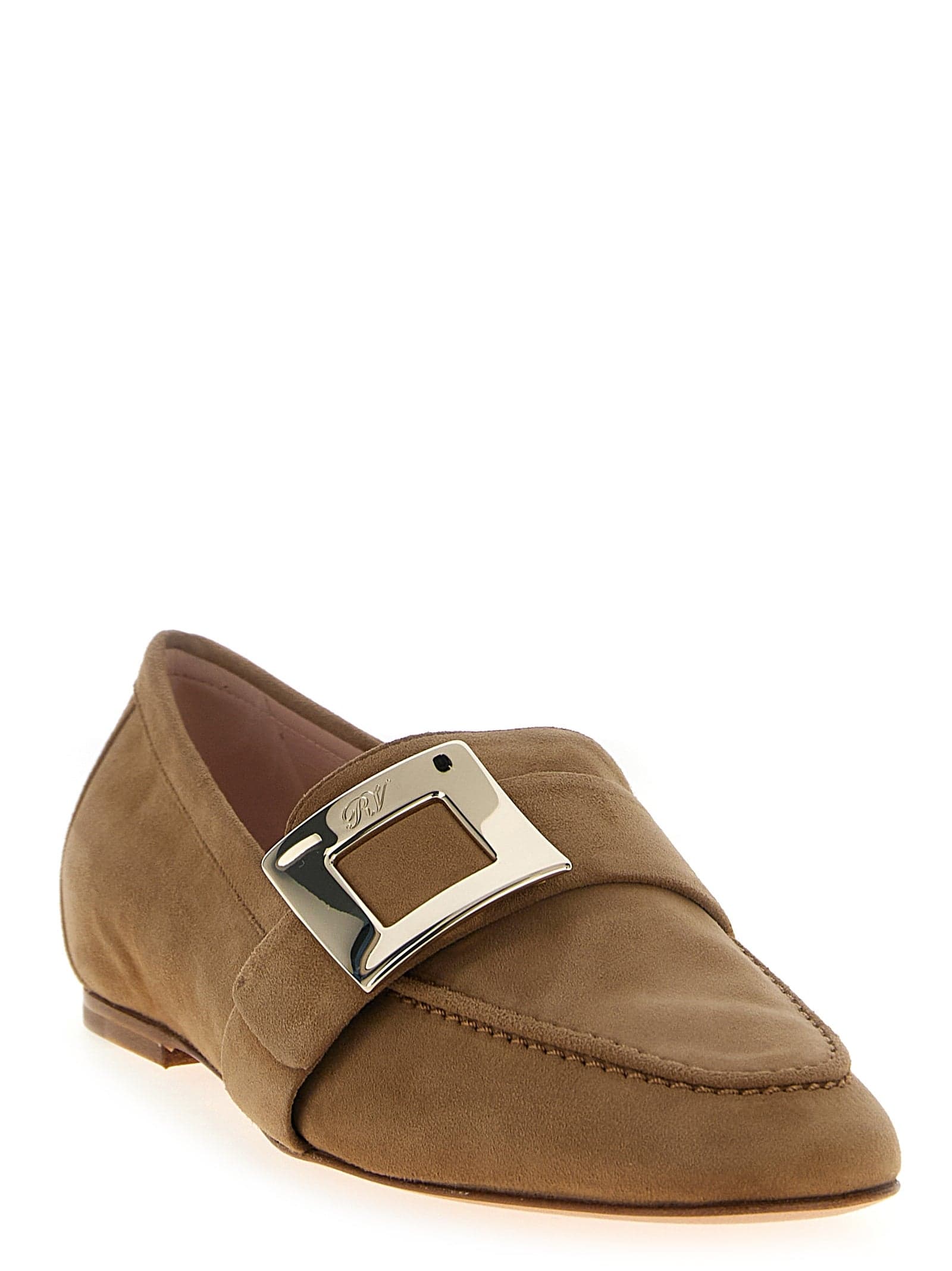 Beige Goatskin Slip-On Loafers - 2