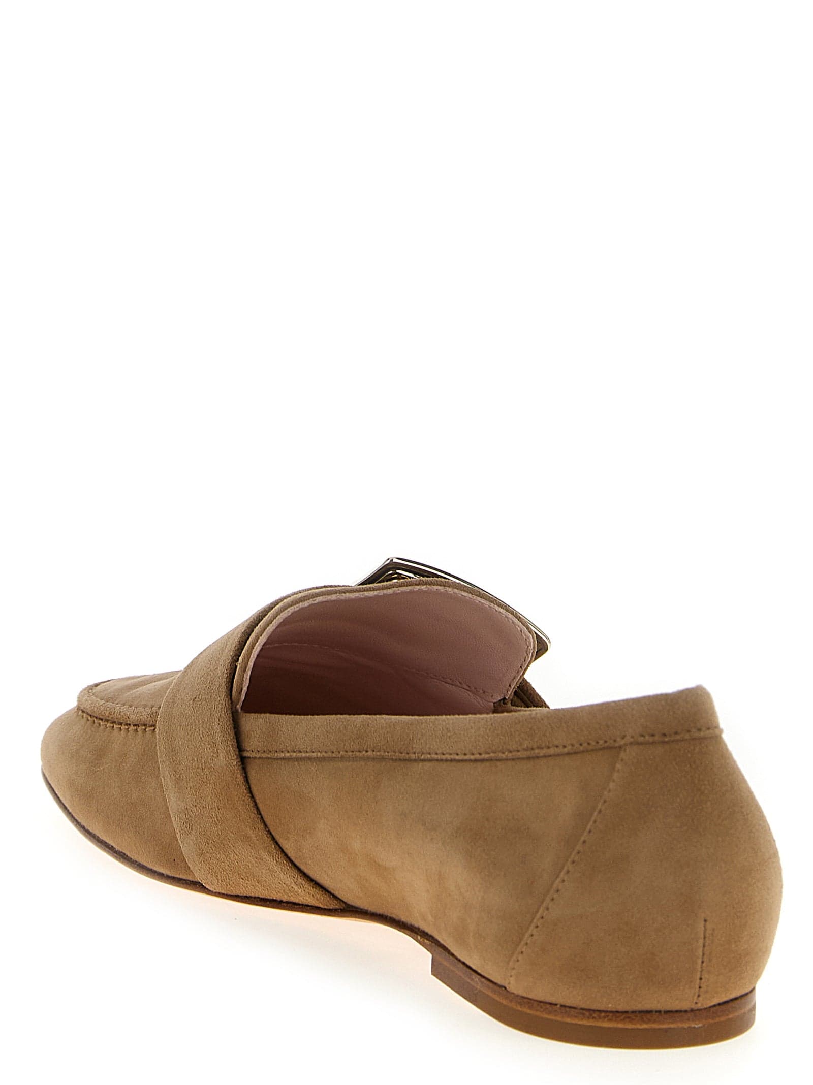 Beige Goatskin Slip-On Loafers - 3