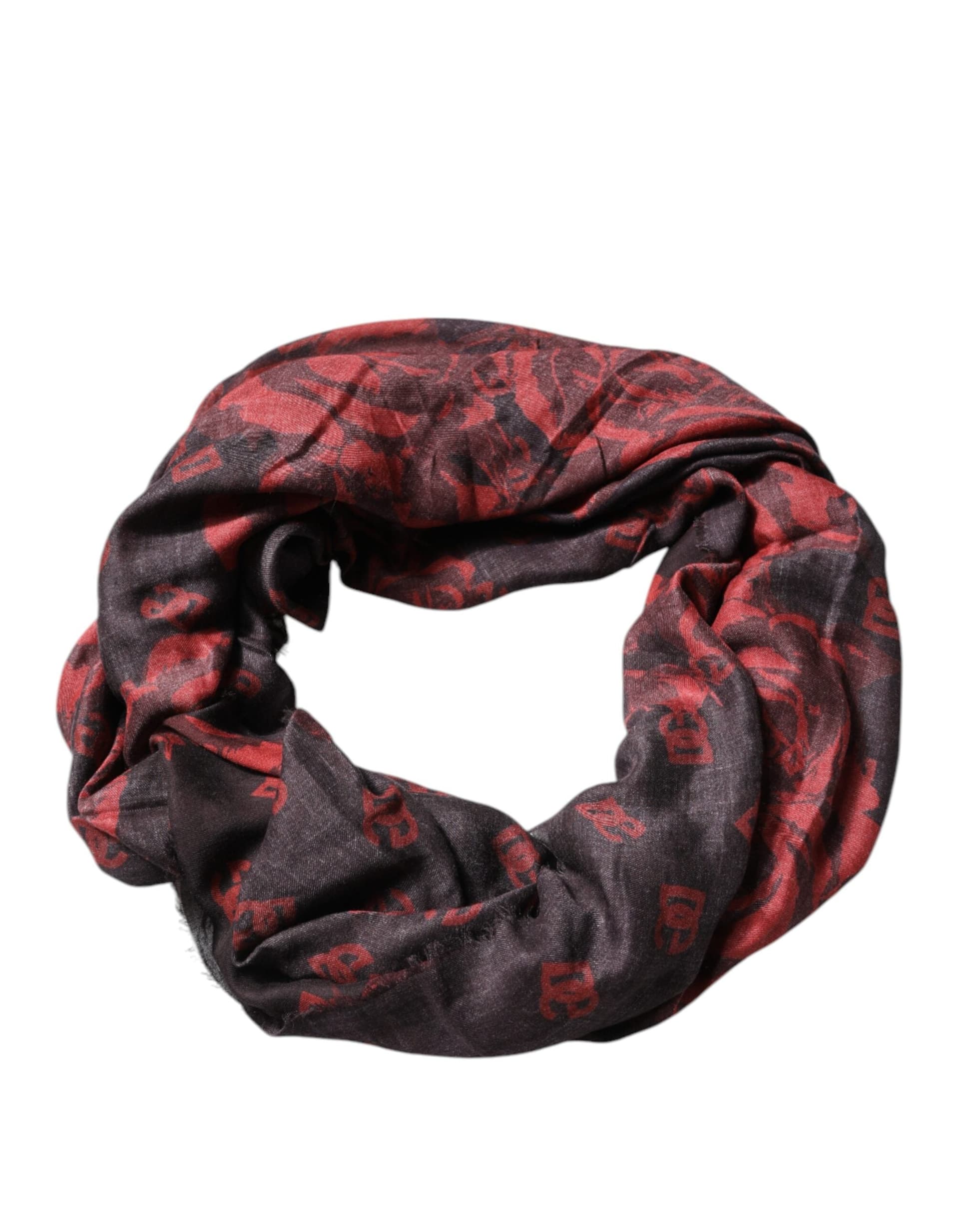 Black Red Floral Modal Wrap Shawl Scarf - 5